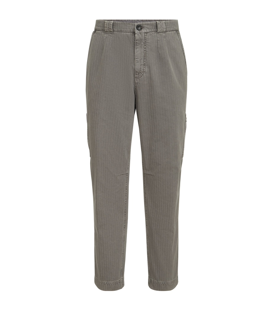 Brunello Cucinelli Mens Cotton Chevron Slim Trousers Image 1