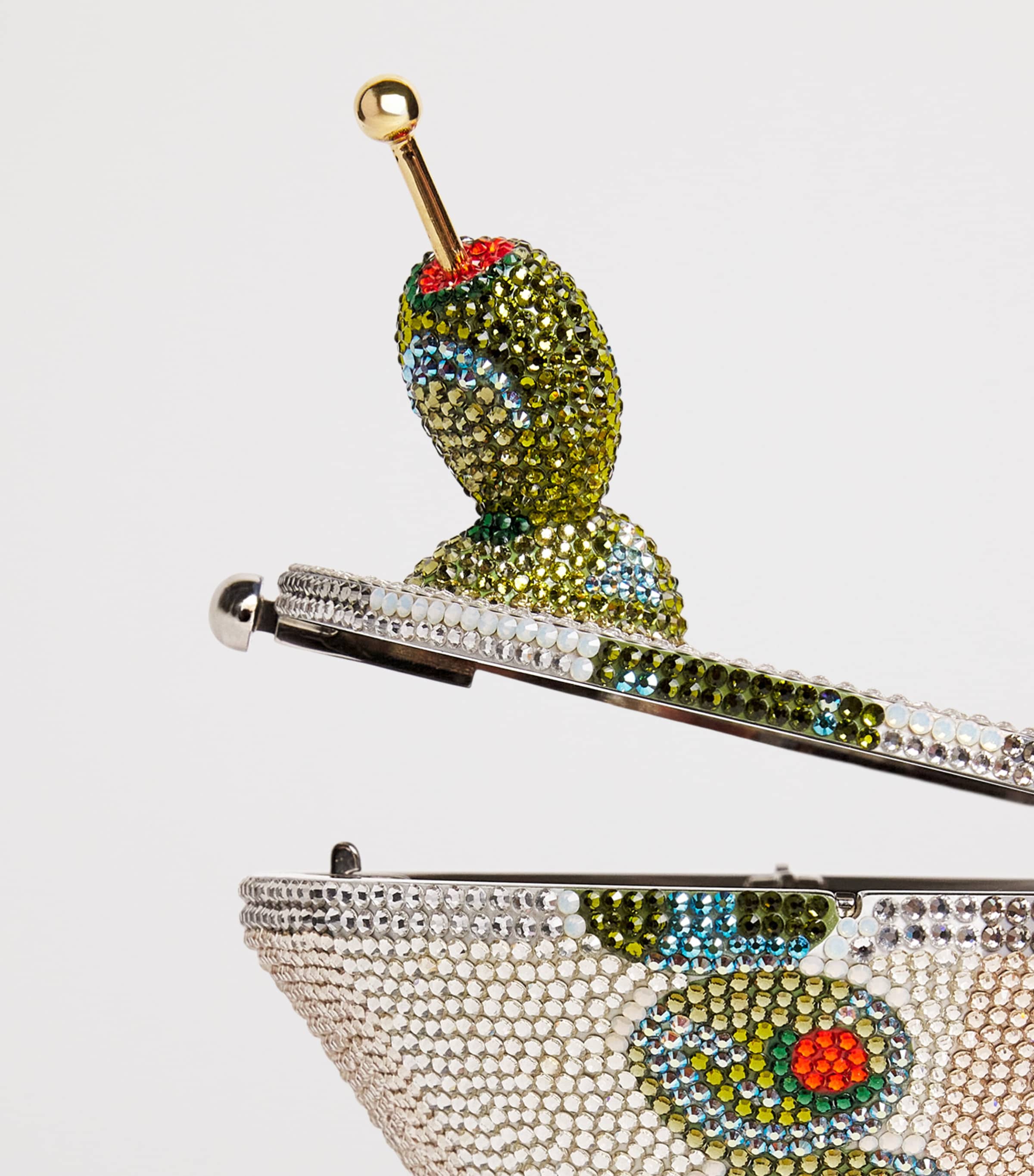 Judith Leiber Embellished Martini Clutch Bag Srhmt Silver Rhine Image 6