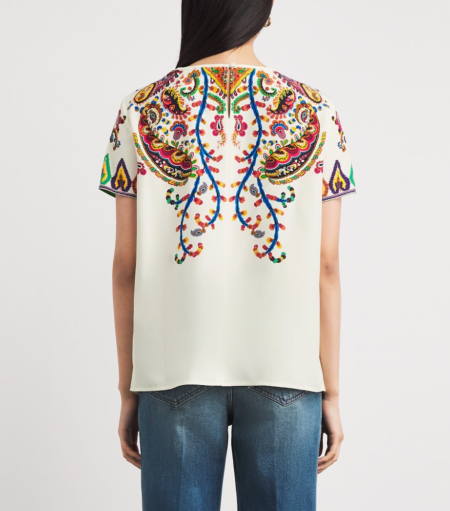Silk Short-Sleeve Blouse X0800 Image 4