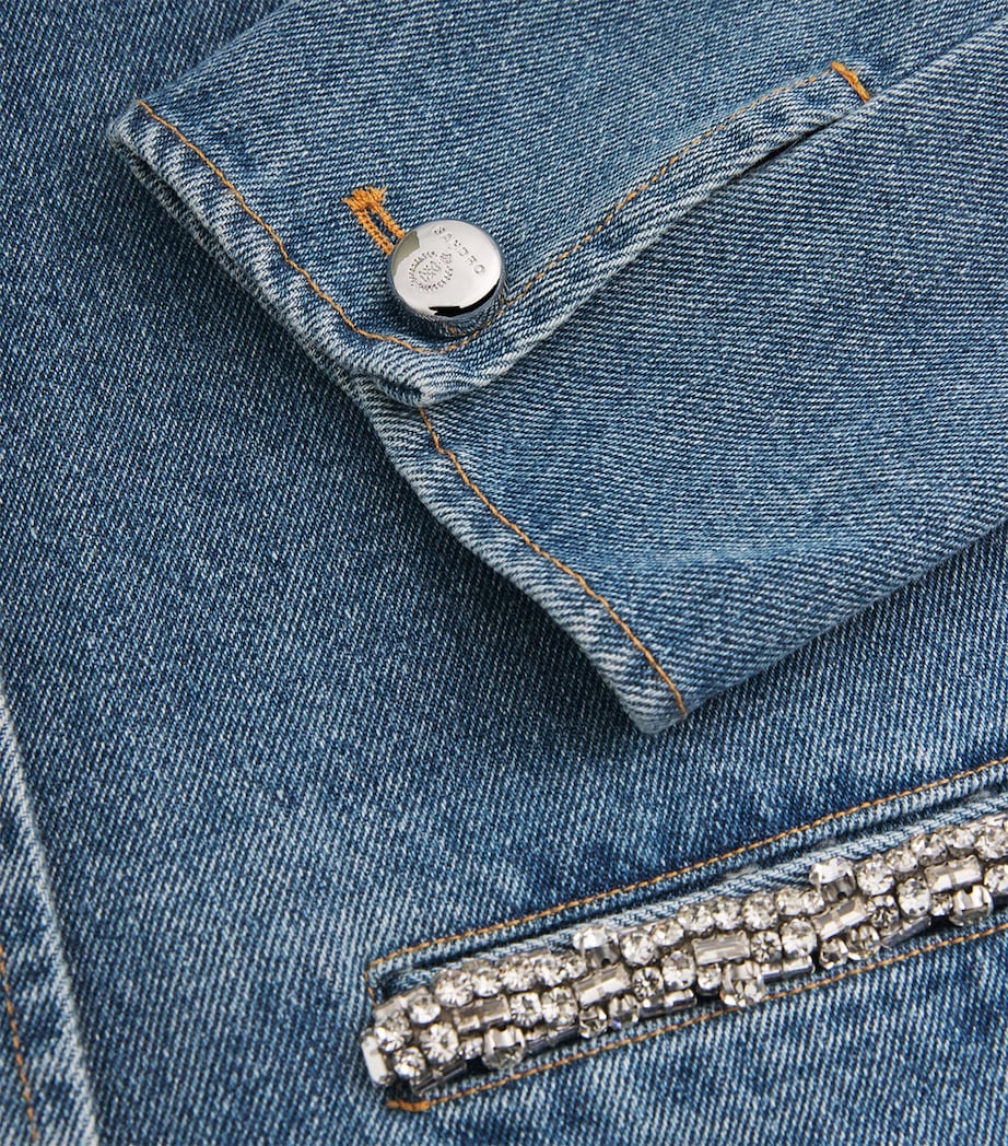 Rhinestone-Embellished Denim Jacket BLUE JEAN Image 5