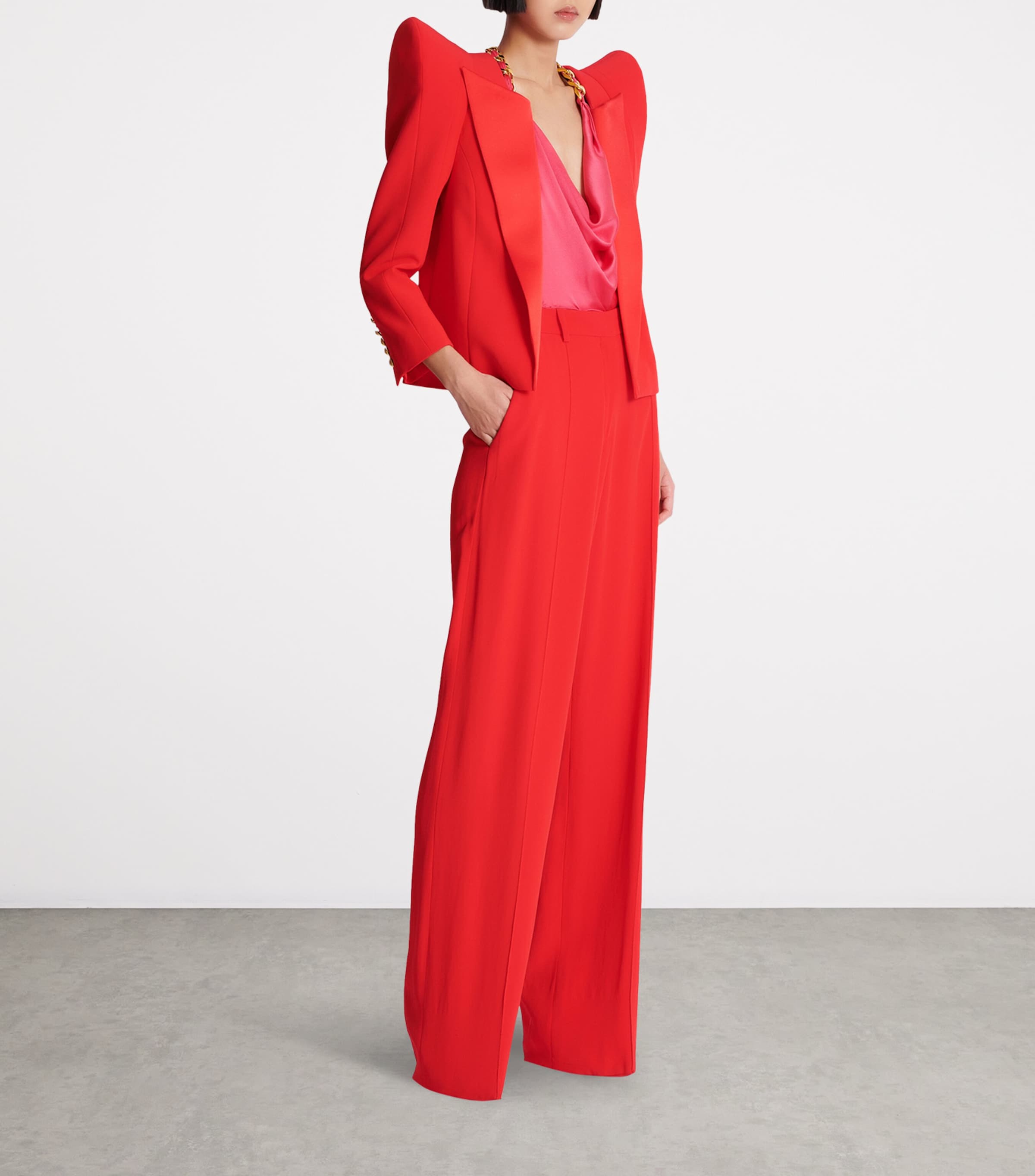 Crepe Cropped Blazer 3CE ROUGE FONCE Image 7
