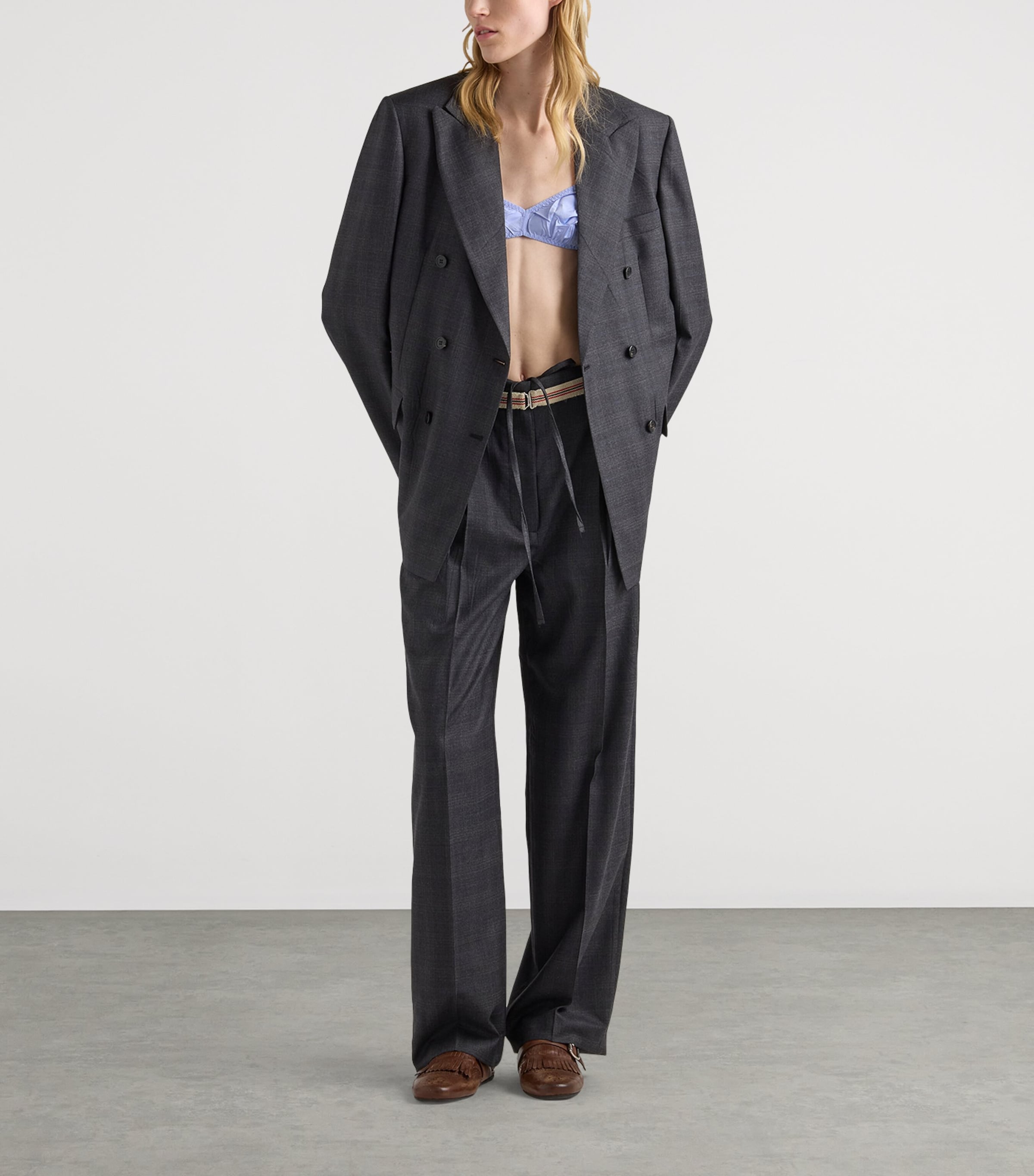 Prada Womens Wool Check Tailored Trousers Image 2