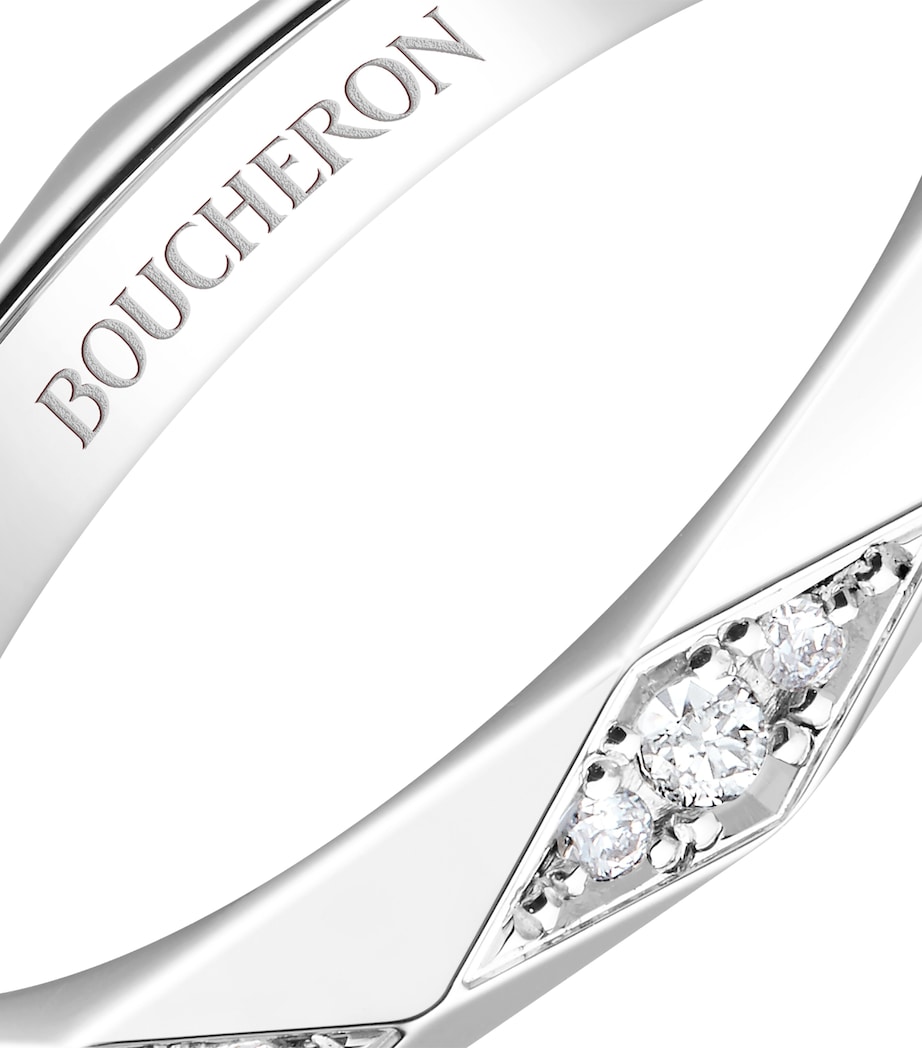 Platinum and Diamond Facette Wedding Band WHITE GOLD Image 4