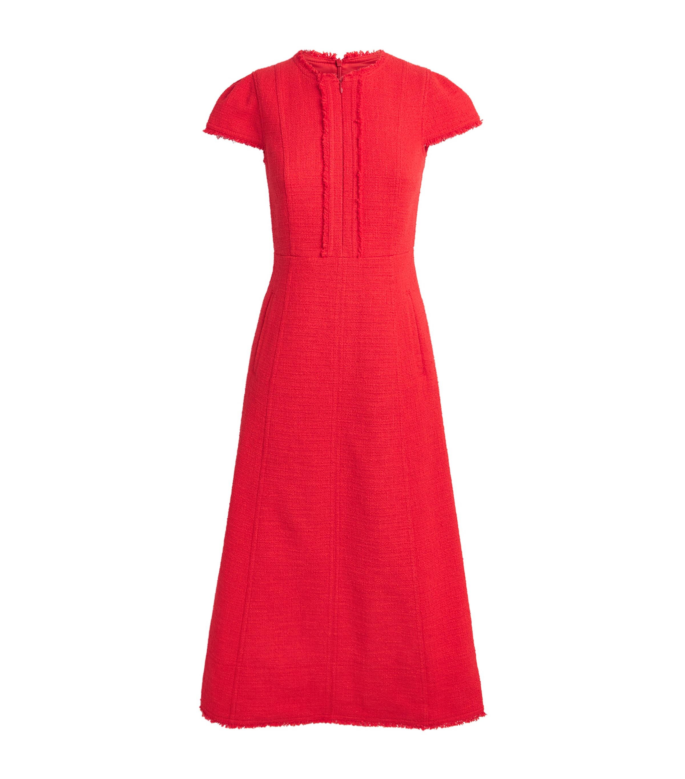 ME+EM Red Tweed Flared Midi Dress | Harrods US