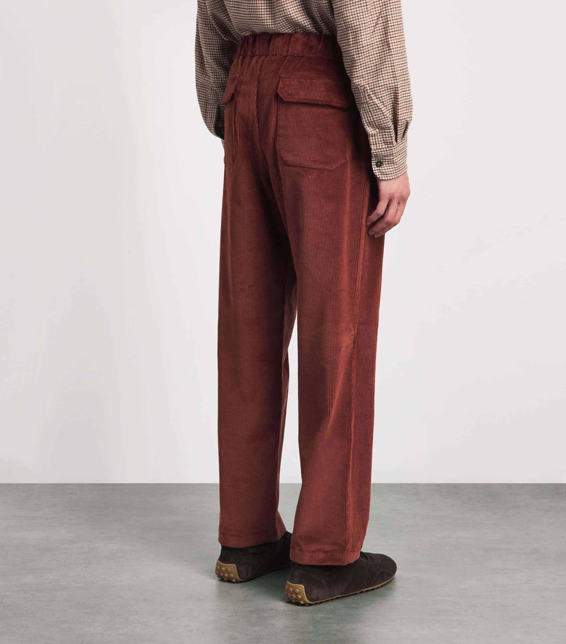 Sease Mens Corduroy Belted Trousers Terracotta Image 5
