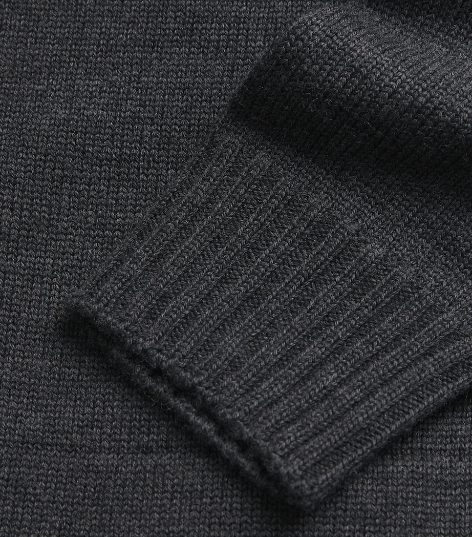 John Smedley Mens Merino Wool Zip-Up Cardigan Charcoal Image 5