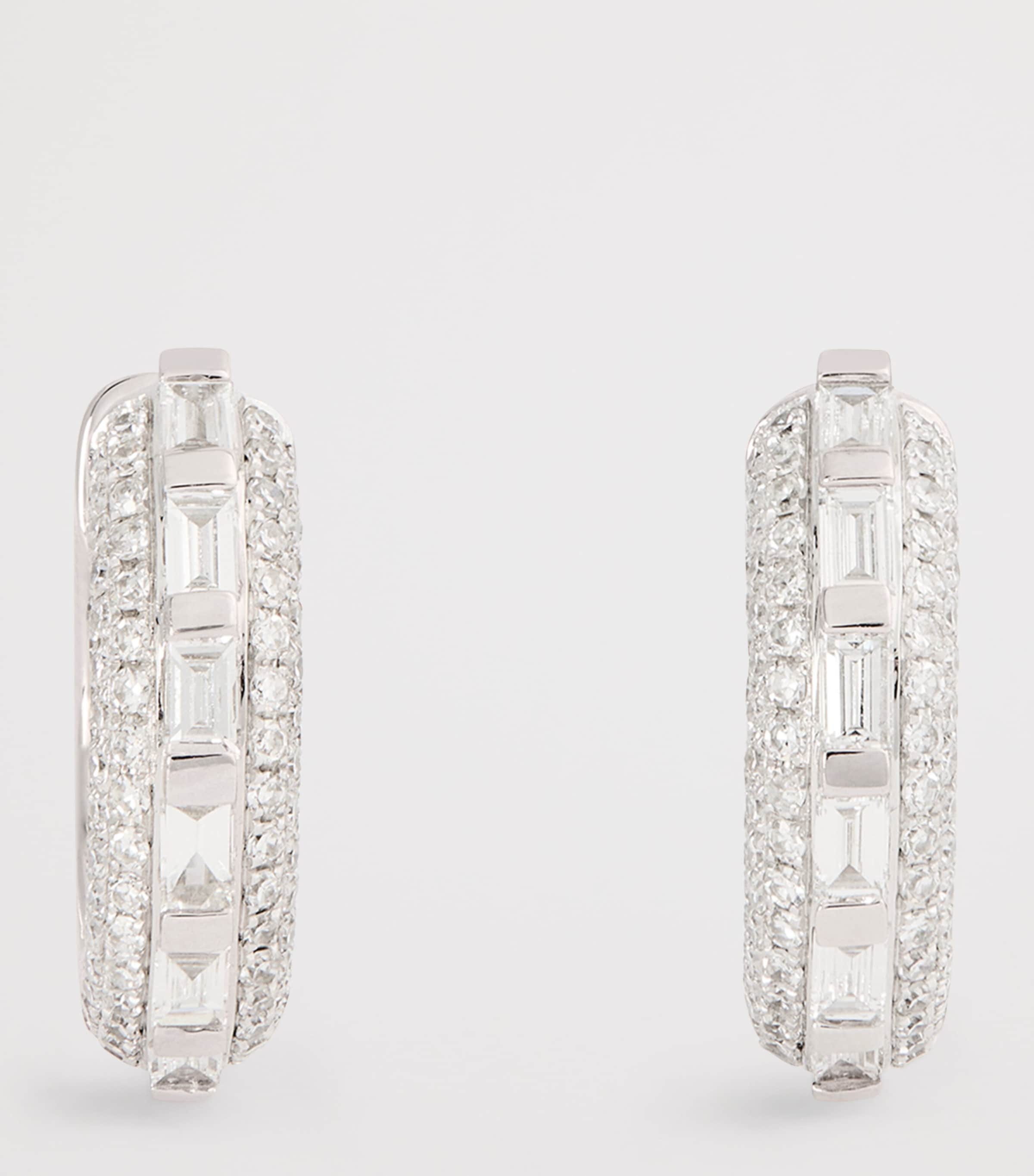 White Gold and Diamond Orbit Hoop Earrings WHITE GOLD Image 3