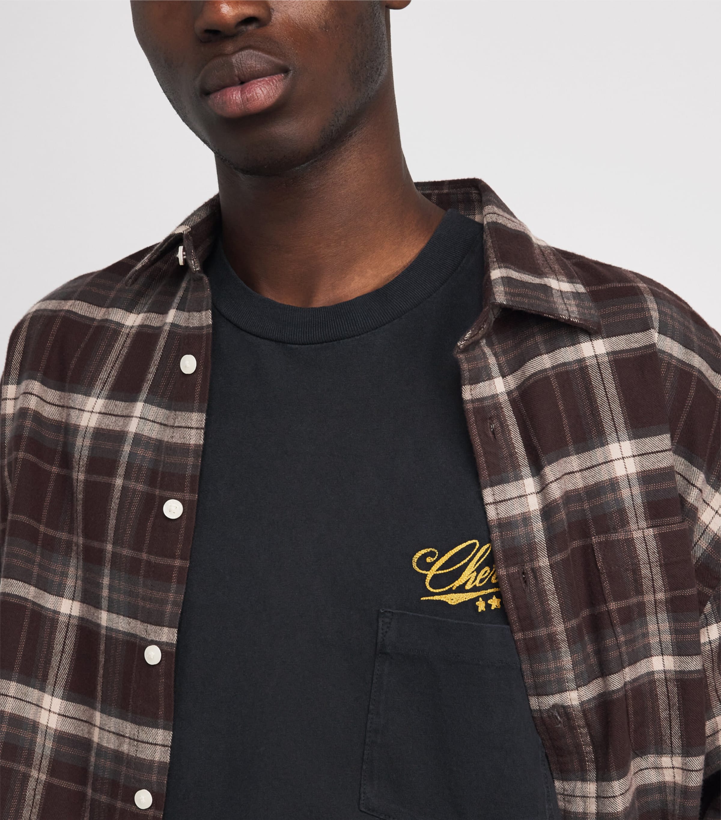 Cotton Five Star Print T-Shirt VINTAGE BLACK Image 6