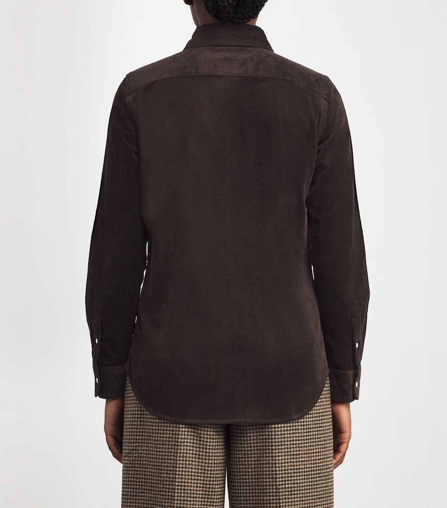 Stretch-Cotton Corduroy Slim Shirt DARK BEECH Image 4