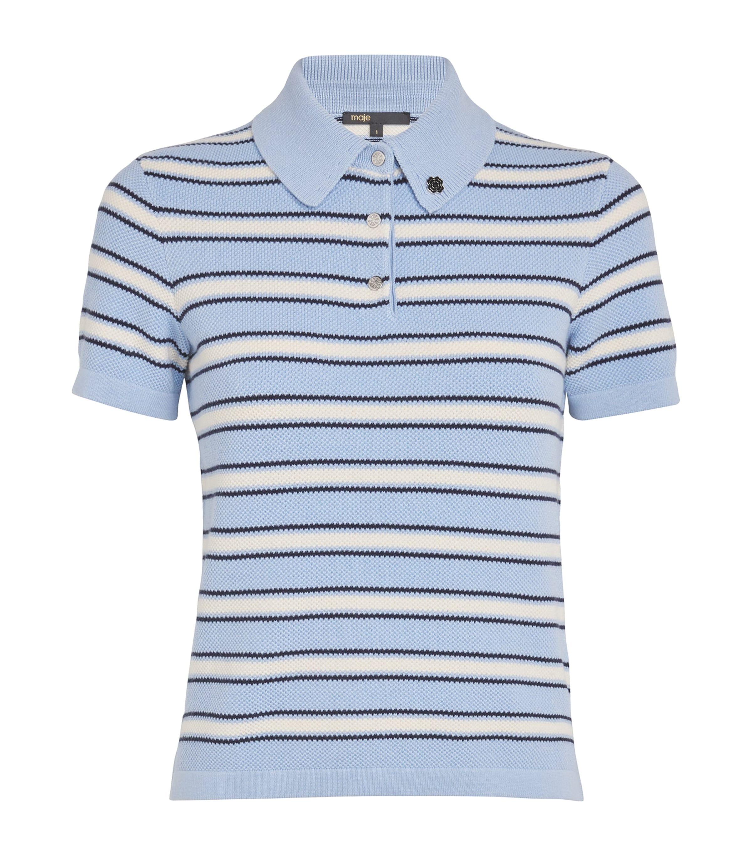 Maje Stripe Cropped Polo Shirt