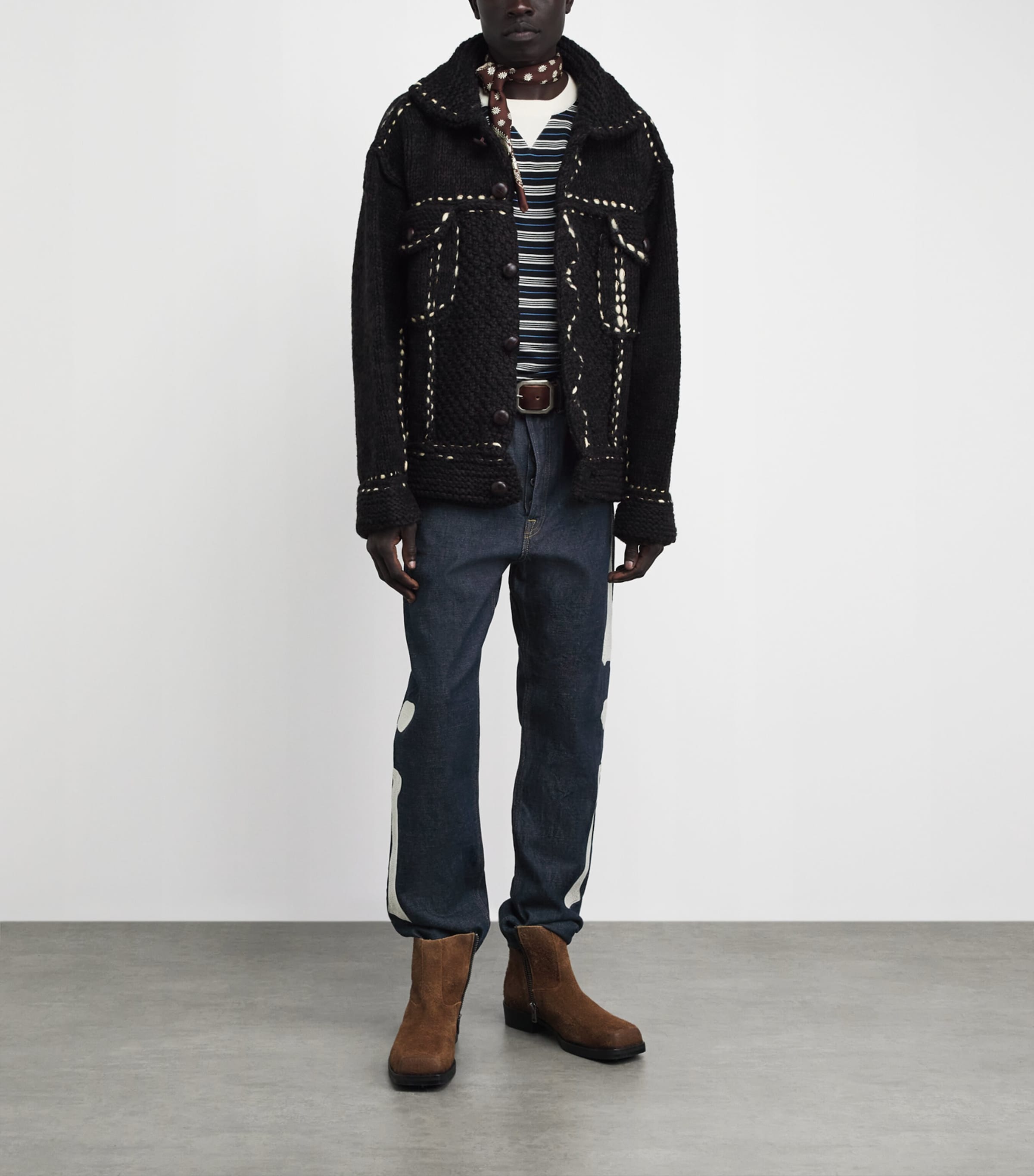 Kapital Mens Skeleton Mexican Tuxedo Straight Jeans Idg Image 2