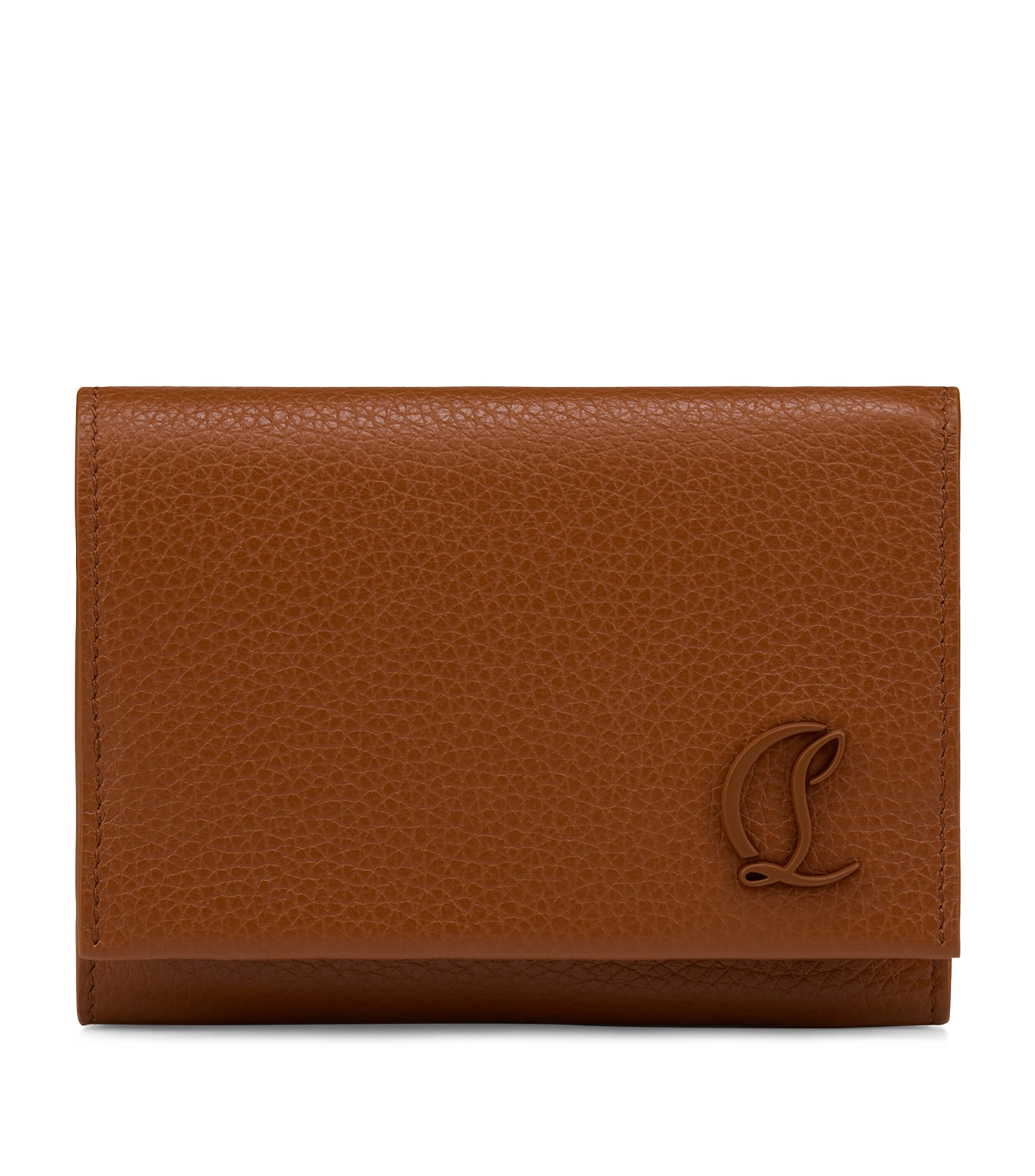Christian Louboutin Mooncrest Leather Trifold Wallet In Brown