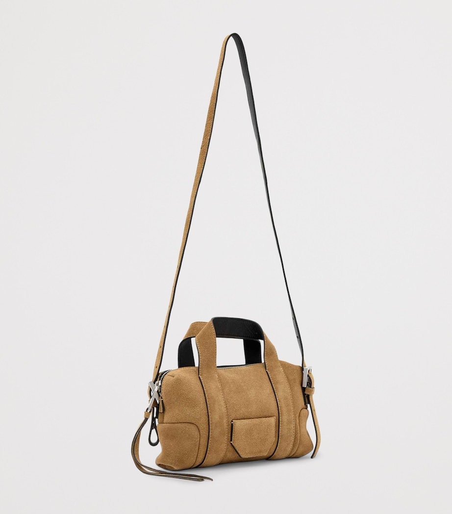 AllSaints Suede Ares Cross-Body Bag Biscuit Brown Image 3