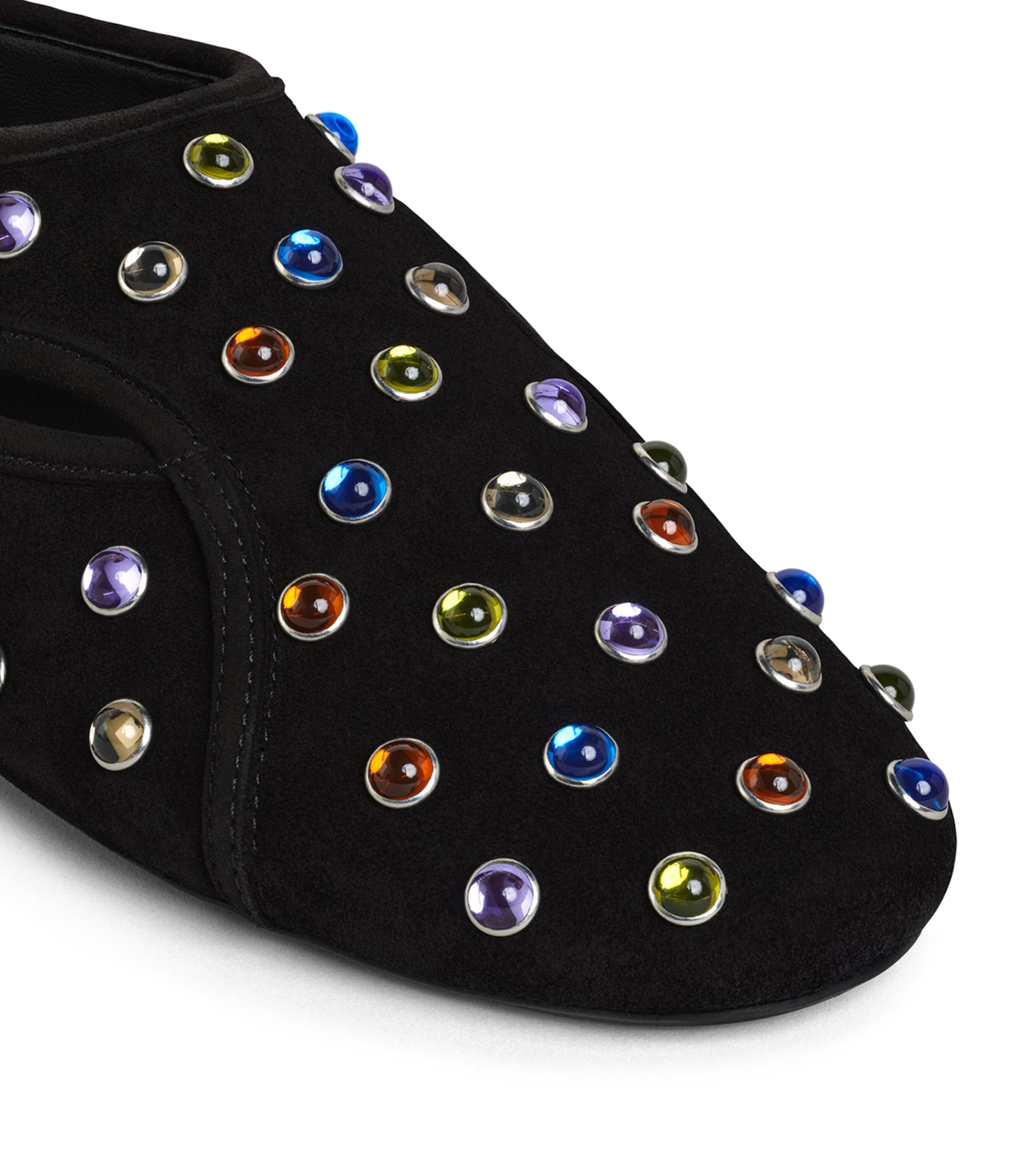 Alaïa Womens Suede Embellished Flex Ballet Flats Noir/multicolor Image 4