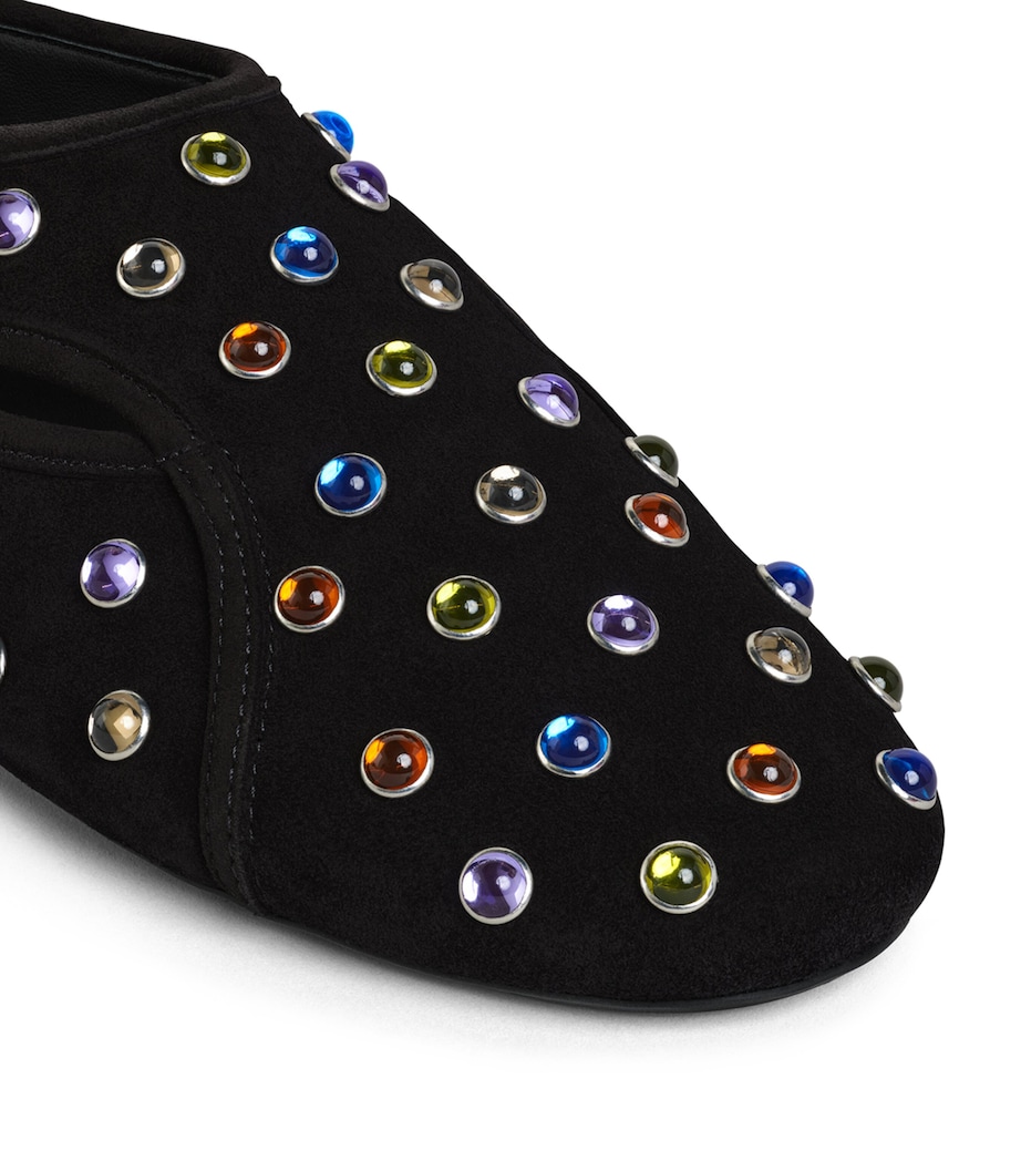 Alaïa Womens Suede Embellished Flex Ballet Flats Noir/multicolor Image 4