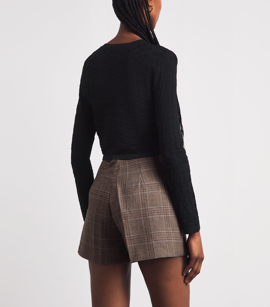Sandro Paris Womens Pointelle-Knit Cropped Cardigan Black Image 5