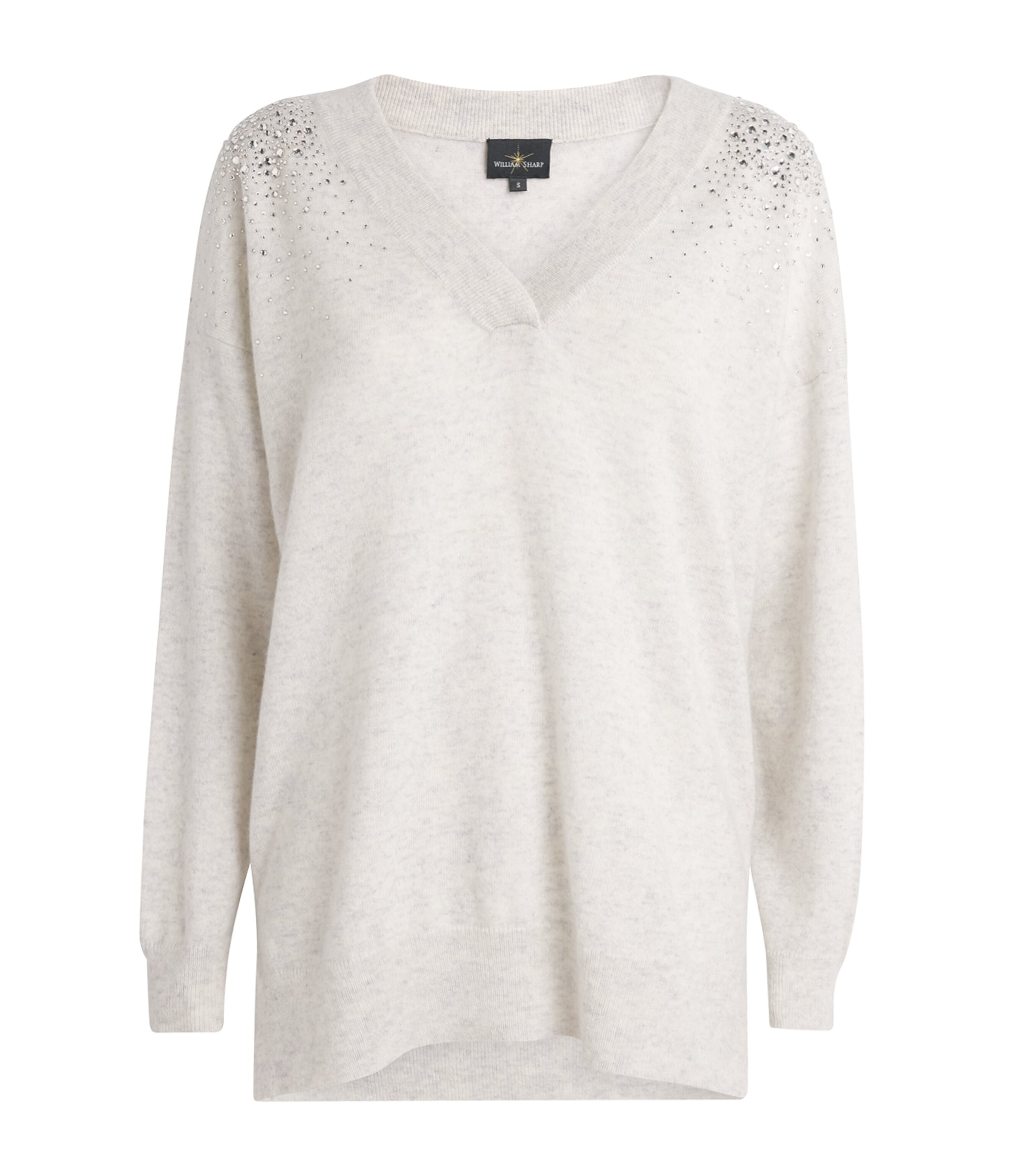 William Sharp Cashmere Crystal-embellished Sweater In Gray