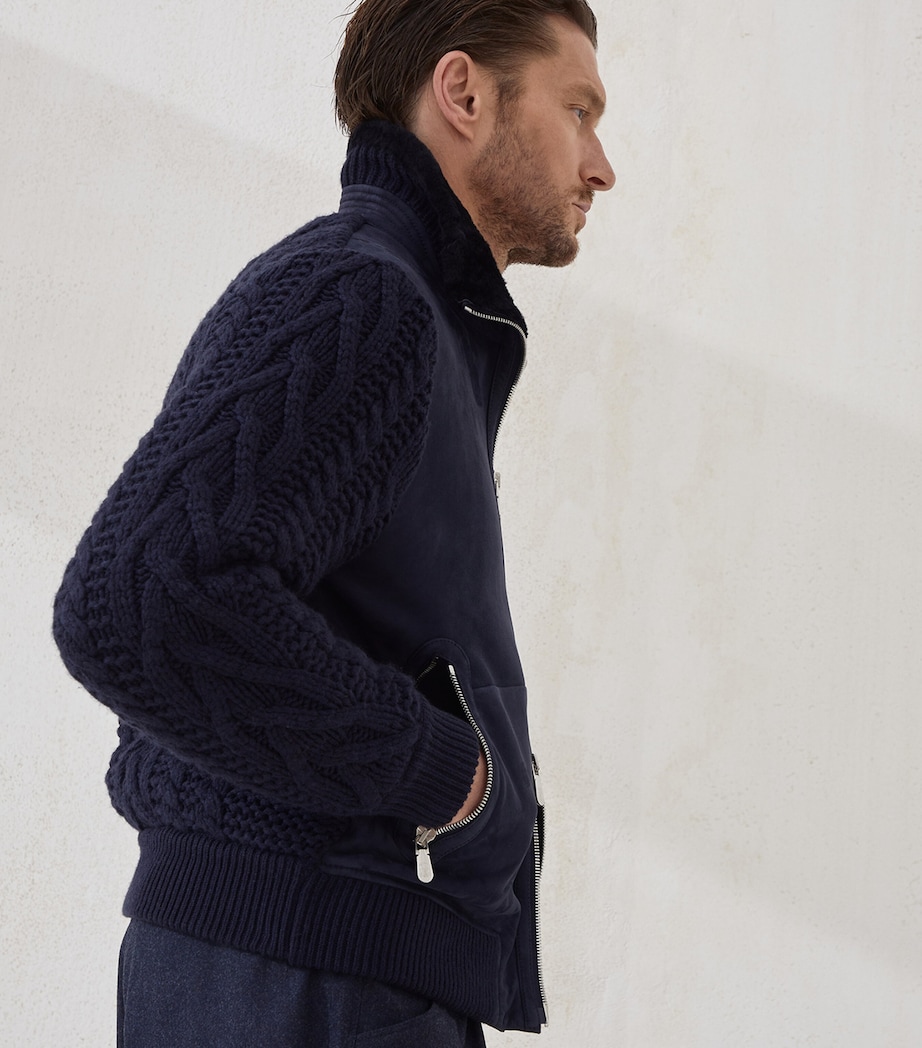 Suede Knit Insert Bomber Jacket CFN19 Image 4