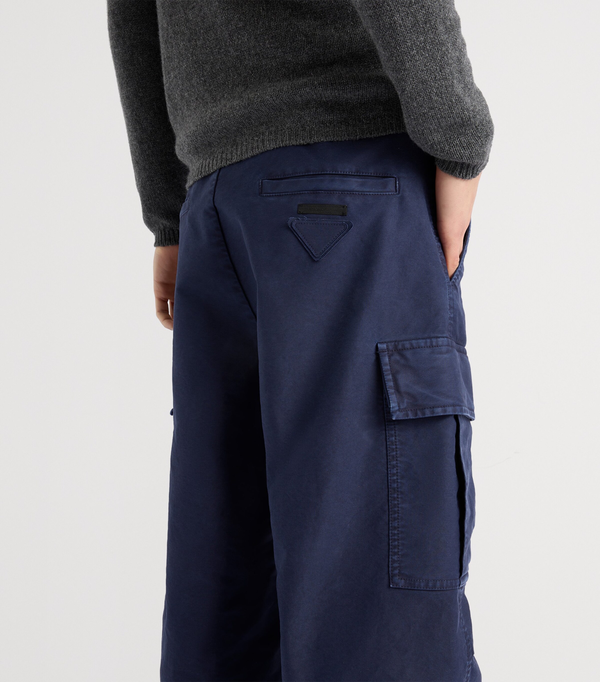 Prada Mens Cotton Cargo Wide-Leg Trousers Image 3