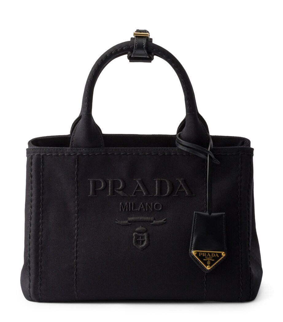 Prada Small Cotton Canvas Top-Handle Bag Image 1