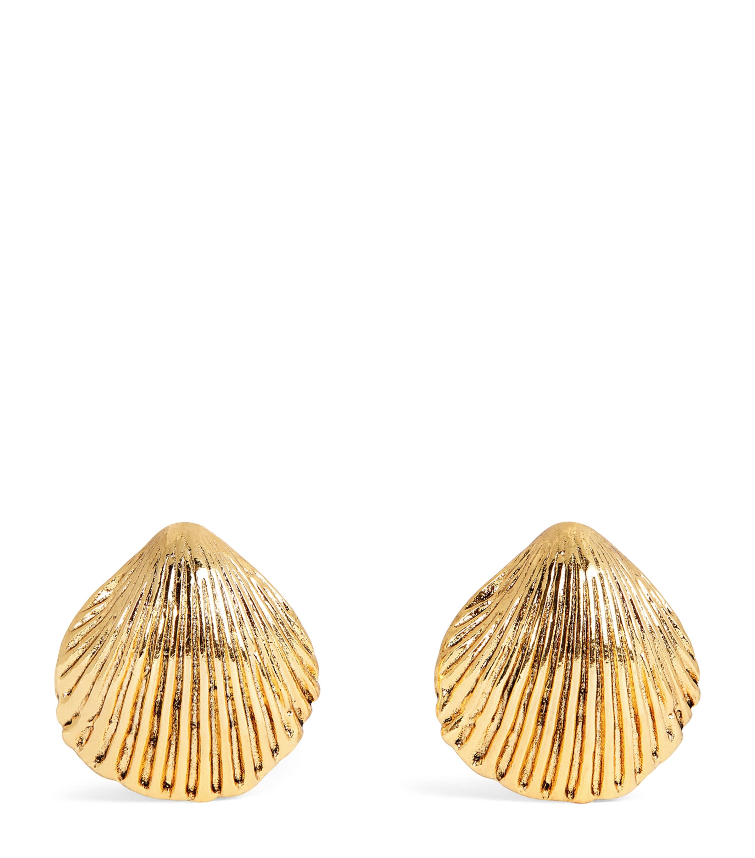 Rixo Gold-Plated Meyra Shell Earrings Gold