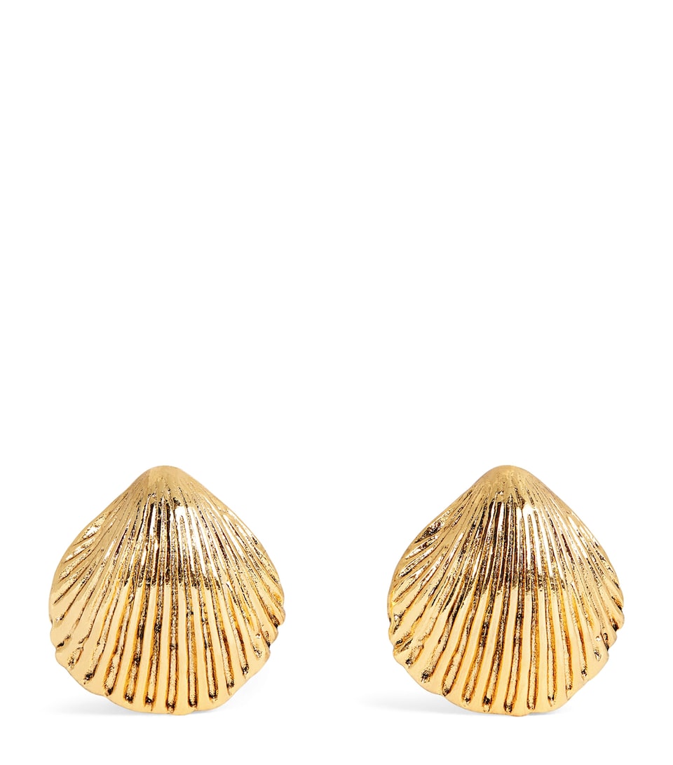 Rixo Gold-Plated Meyra Shell Earrings Gold