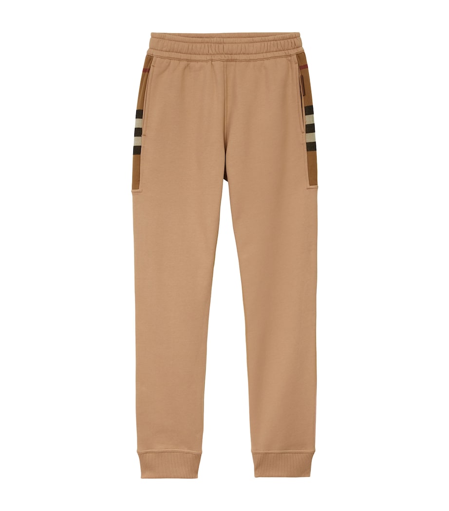 Cotton-Blend Check-Trim Sweatpants CAMEL Image 1