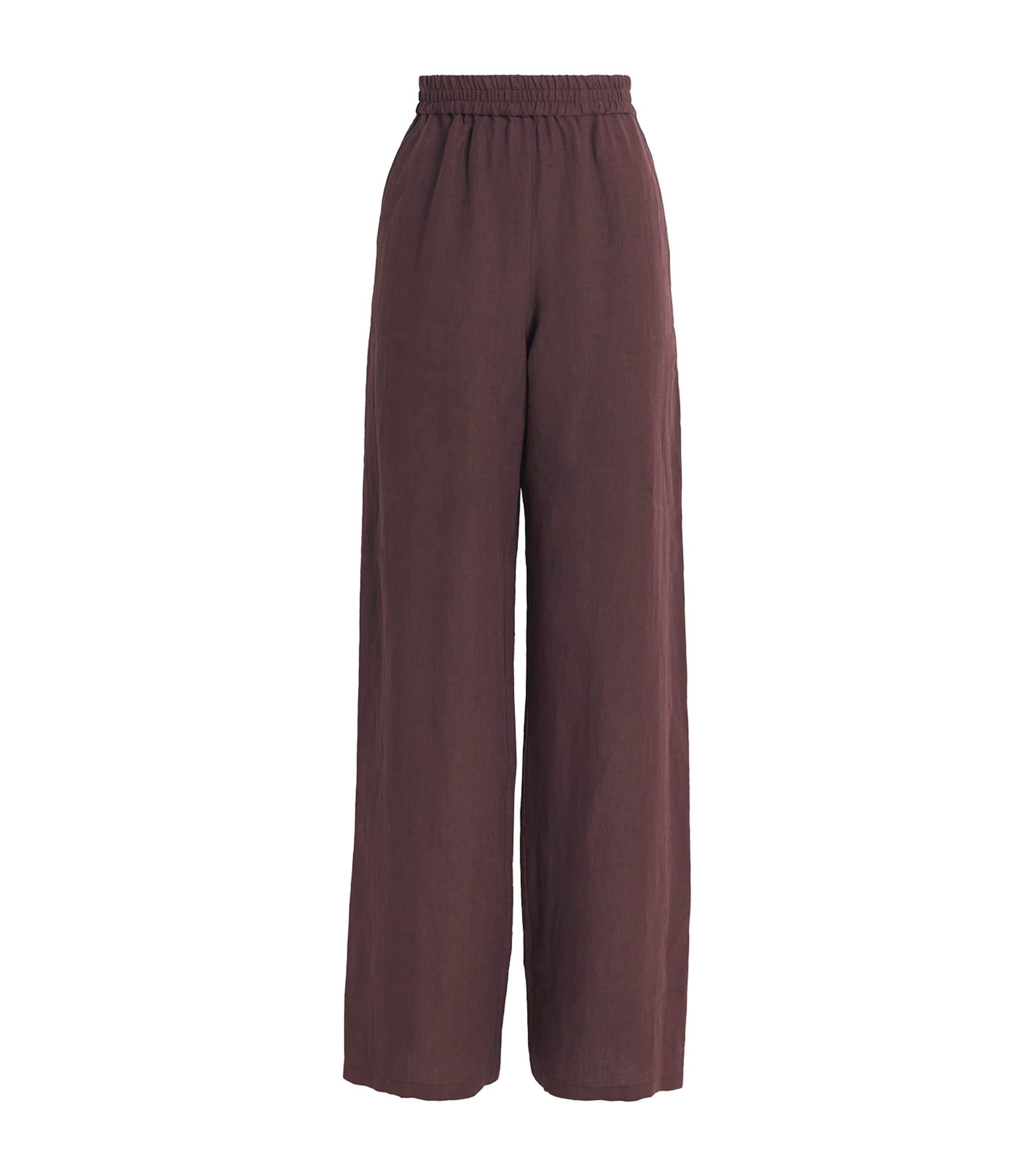 Eleventy Linen Palazzo Trousers In Burgundy