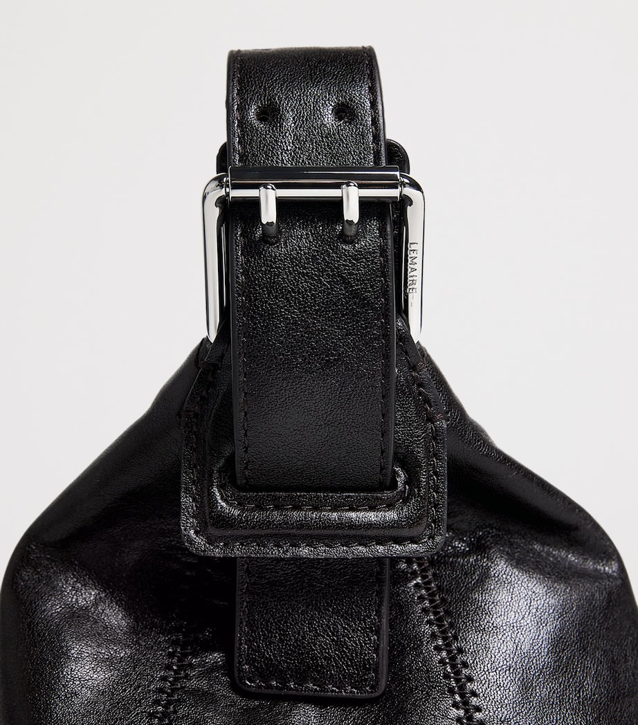 Leather Belted Baguette Shoulder Bag BR490 DARK CHOCOLATE Image 5