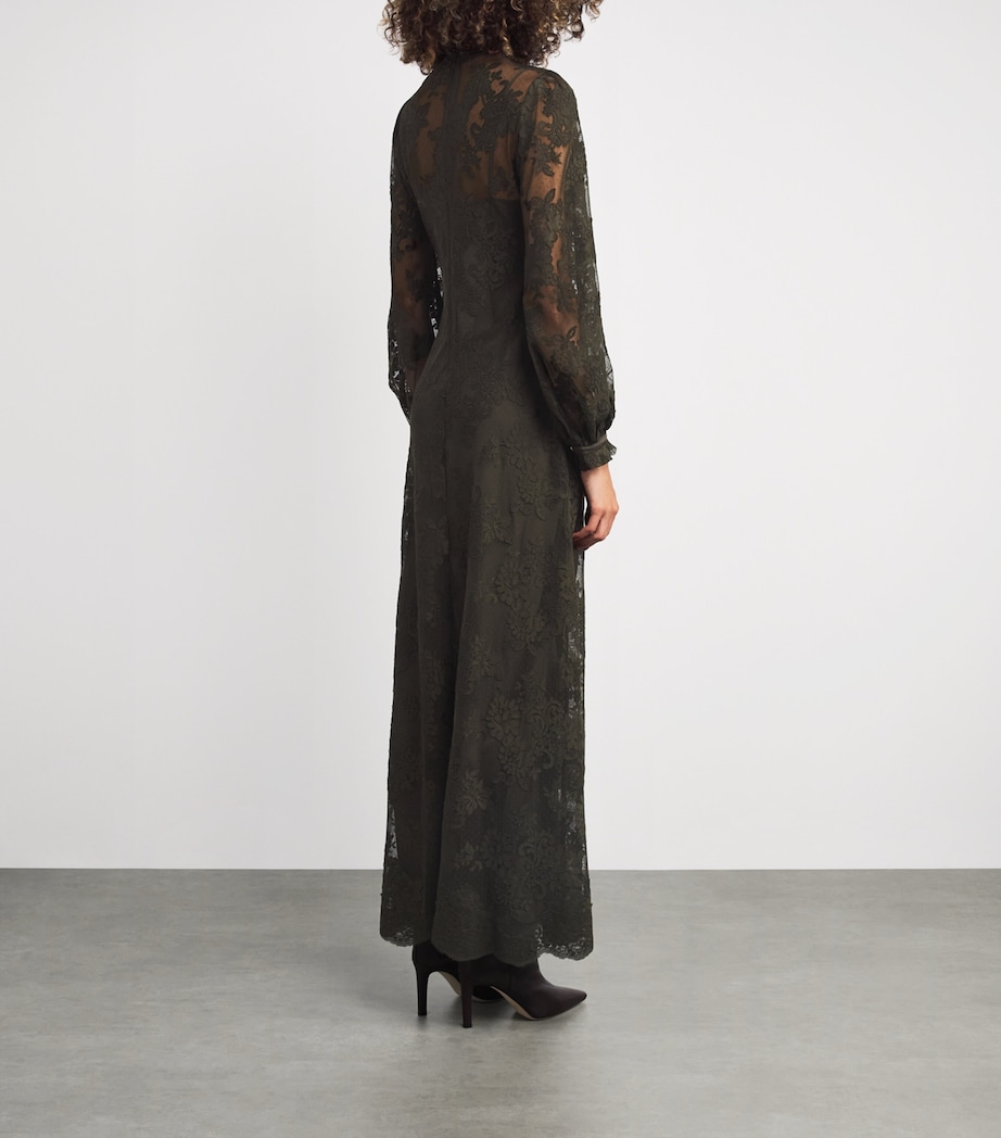 Lace-Silk Memento Maxi Dress OLIVE Image 3
