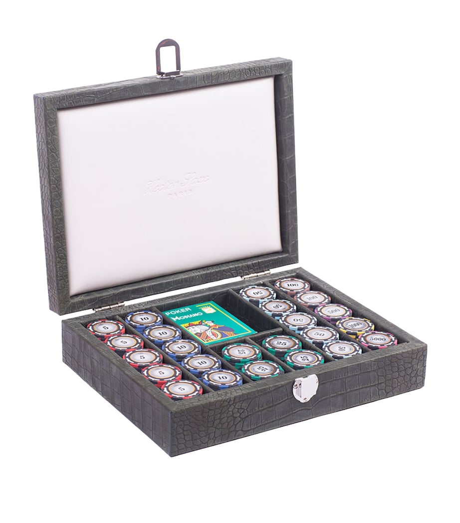 Leather Alligator Poker Set KAKI Image 1