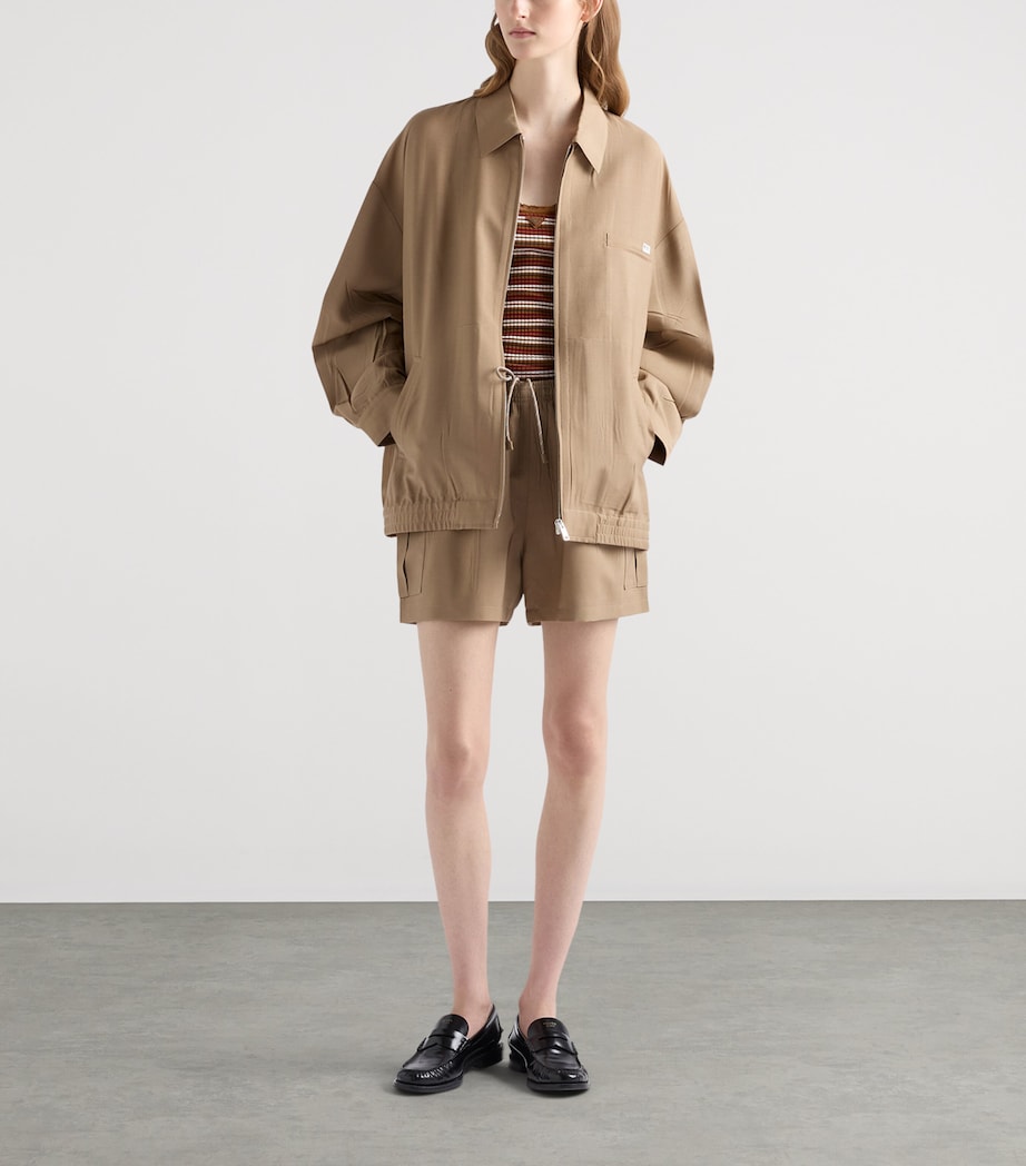 Prada Womens Wool-Mohair Tailored Jacket Brown Image 2