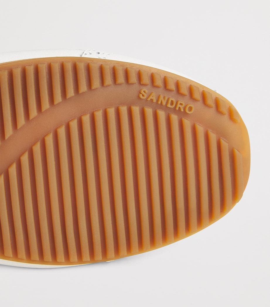 Sandro Paris Leather Light Wave Sneakers Ecru Image 7