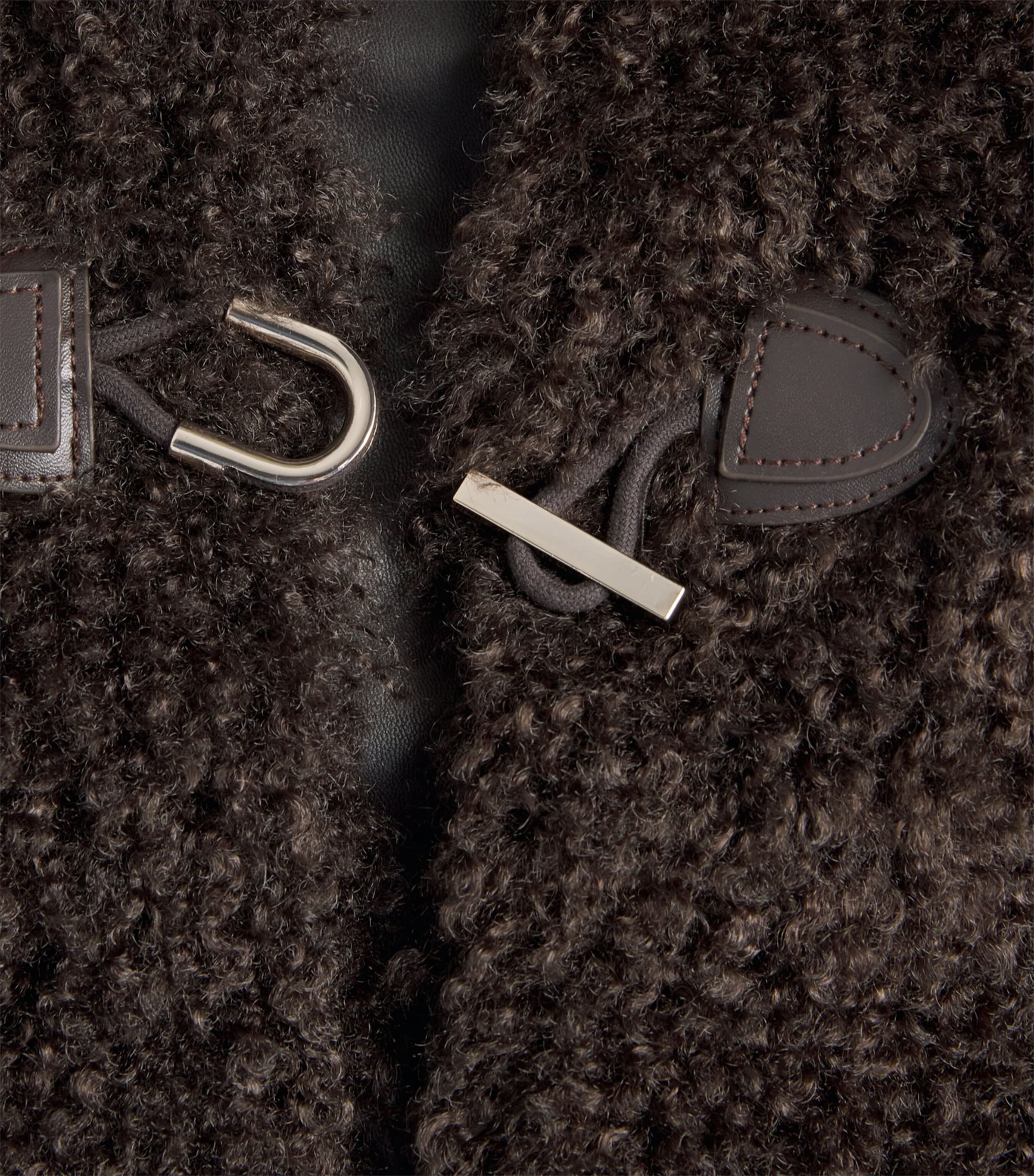 Faux Shearling Bomber Jacket DARK BROWN Image 5