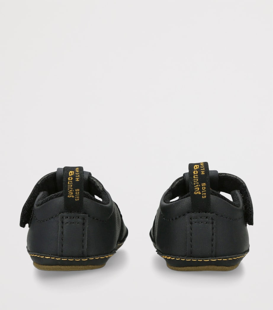 Leather Polley T-Bar Crib Shoes BLACK Image 2