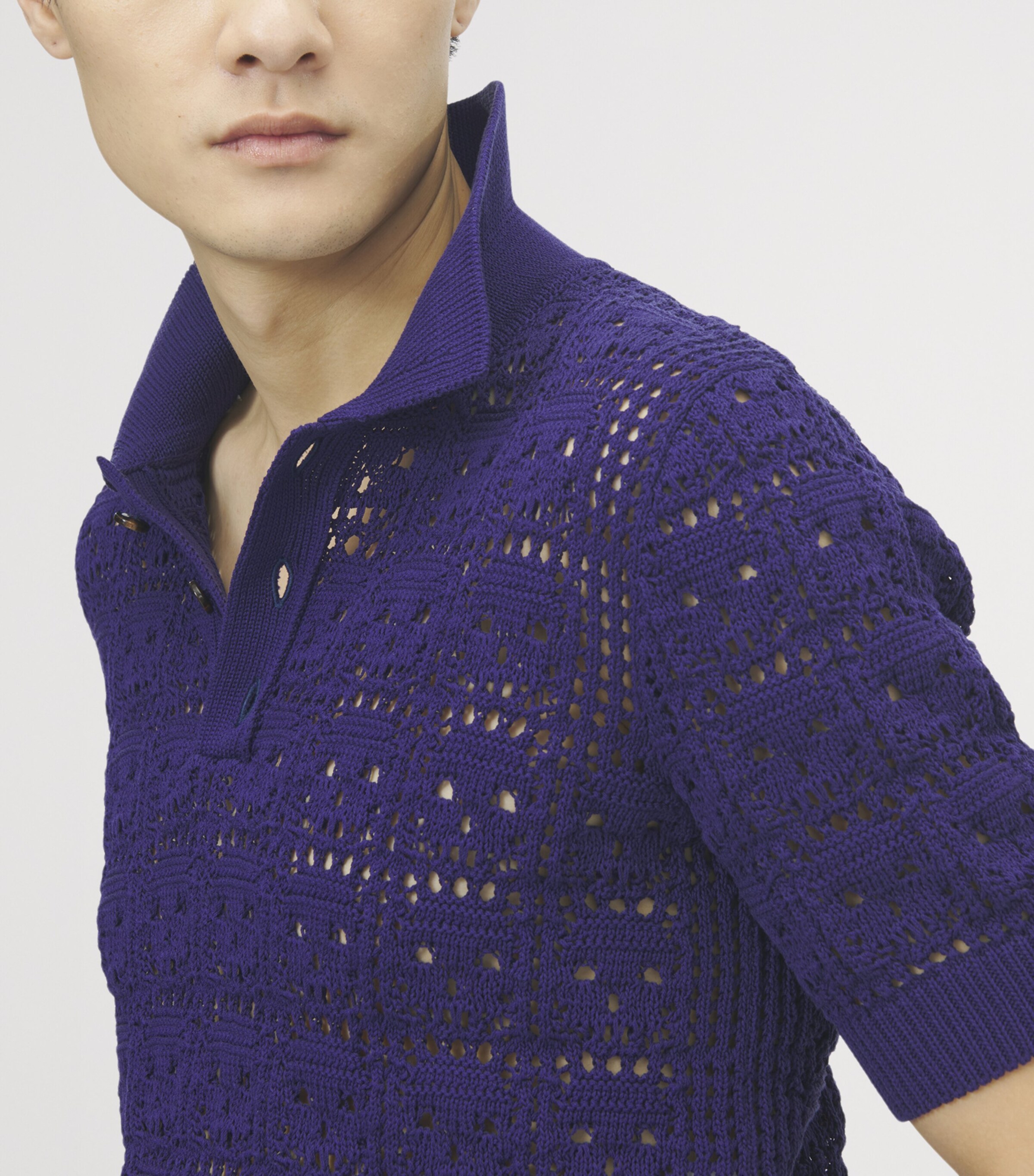 McQueen Mens Crochet-Skull Polo Shirt Image 6