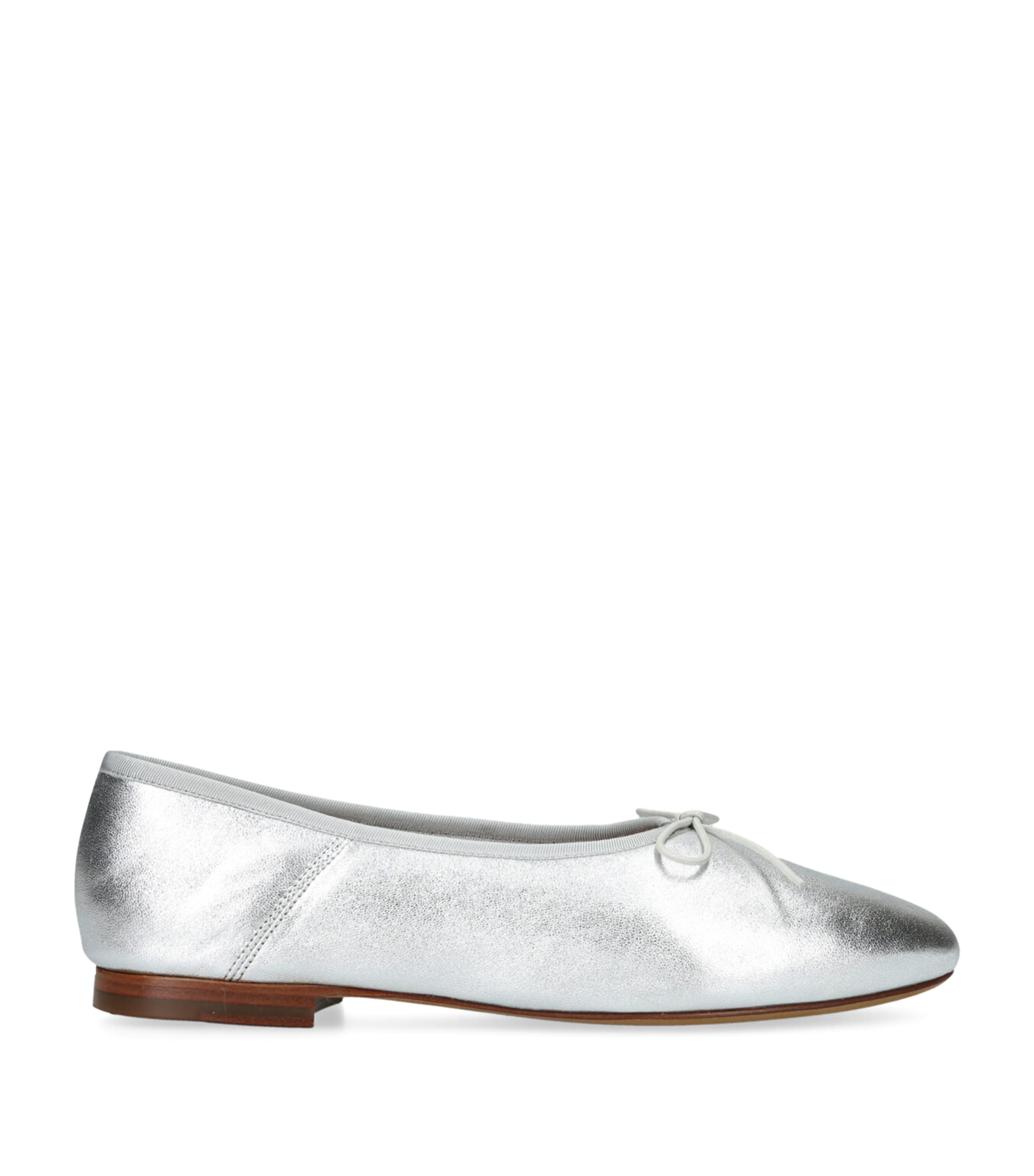 Mansur Gavriel Leather Dream Ballet Flats In Silver