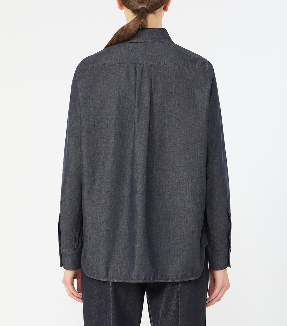 Max Mara Womens Point-Collar Denim Shirt Ultramarine Image 4
