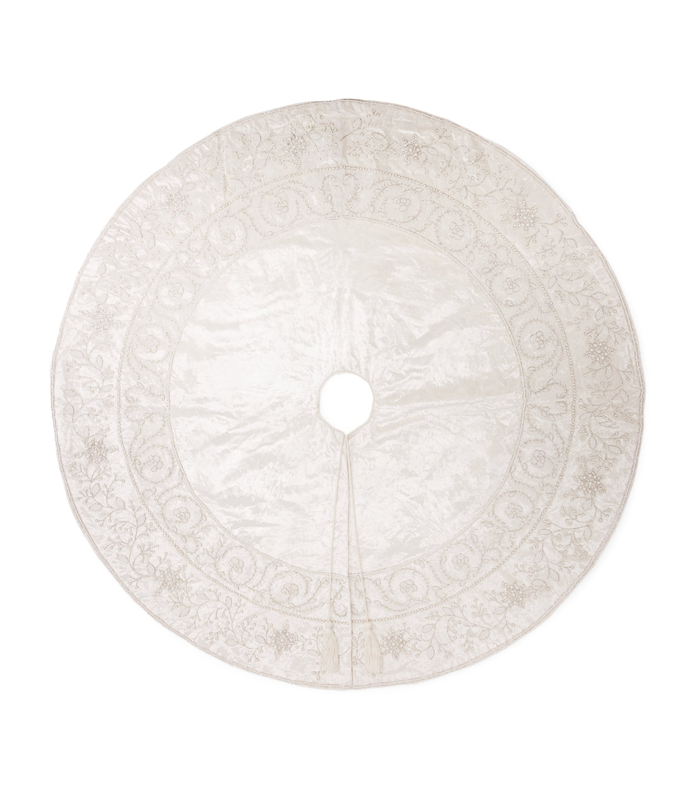 Harrods Velvet Embroidered Floral Tree Skirt White Image 1