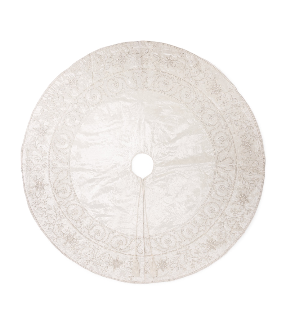 Harrods Velvet Embroidered Floral Tree Skirt White Image 1
