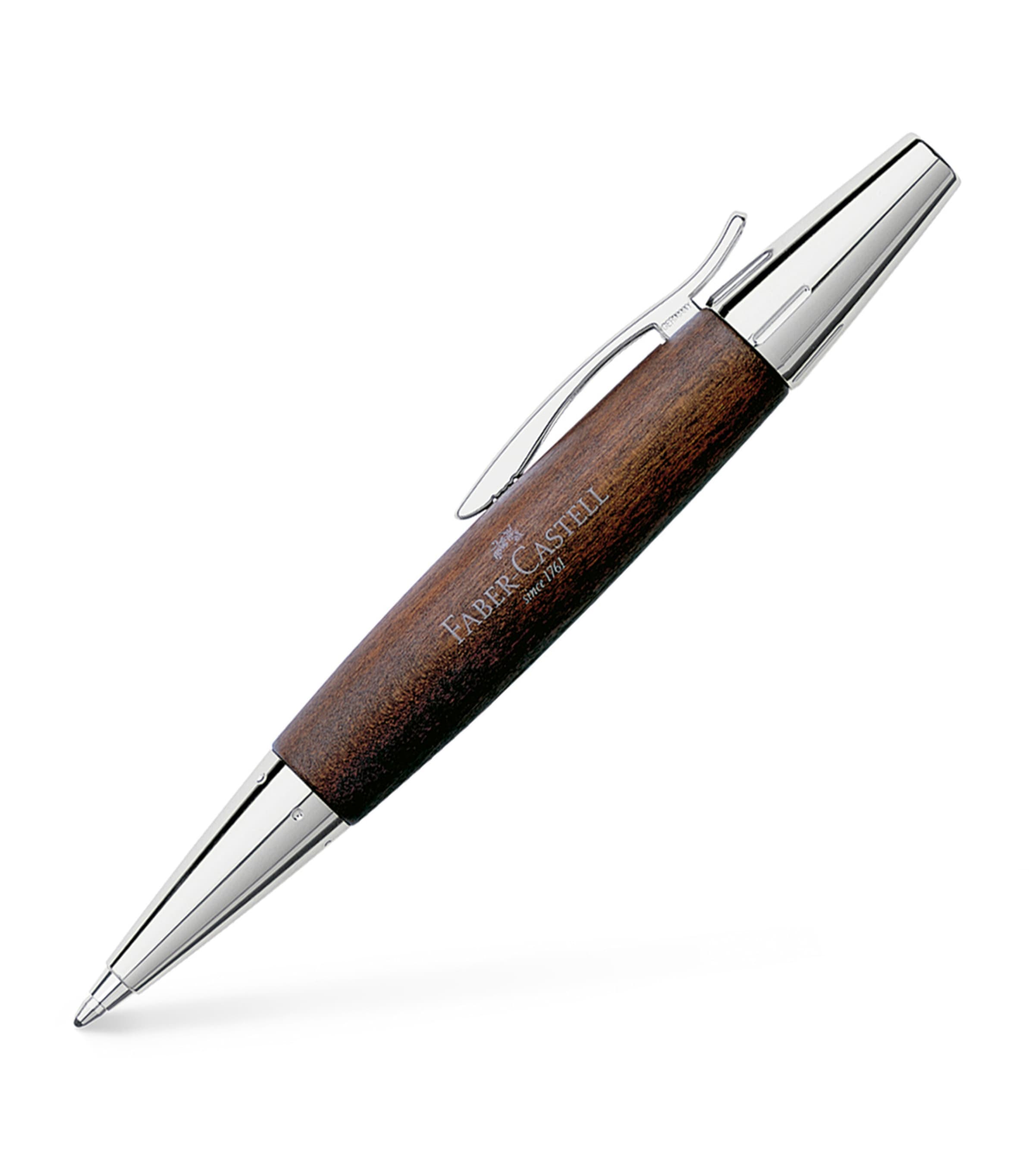 Faber-Castell E-Motion Pearwood Ballpoint Pen Chrome/drk Brown Image 1