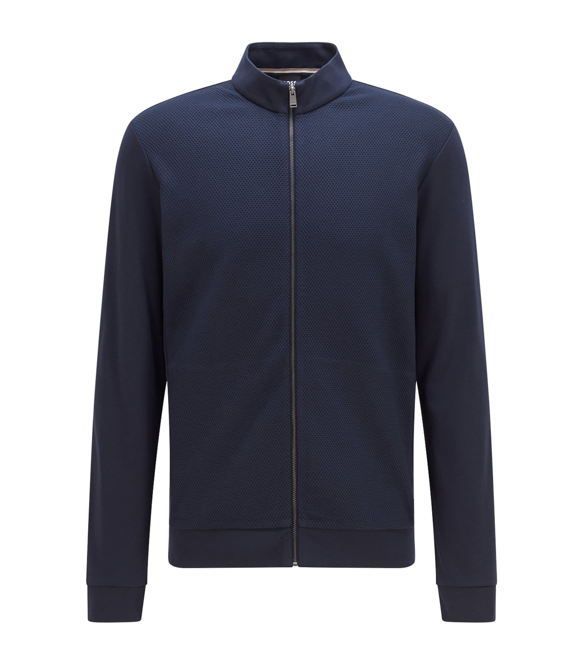 Shop Hugo Boss Zip-up Sweatshirt In Blue