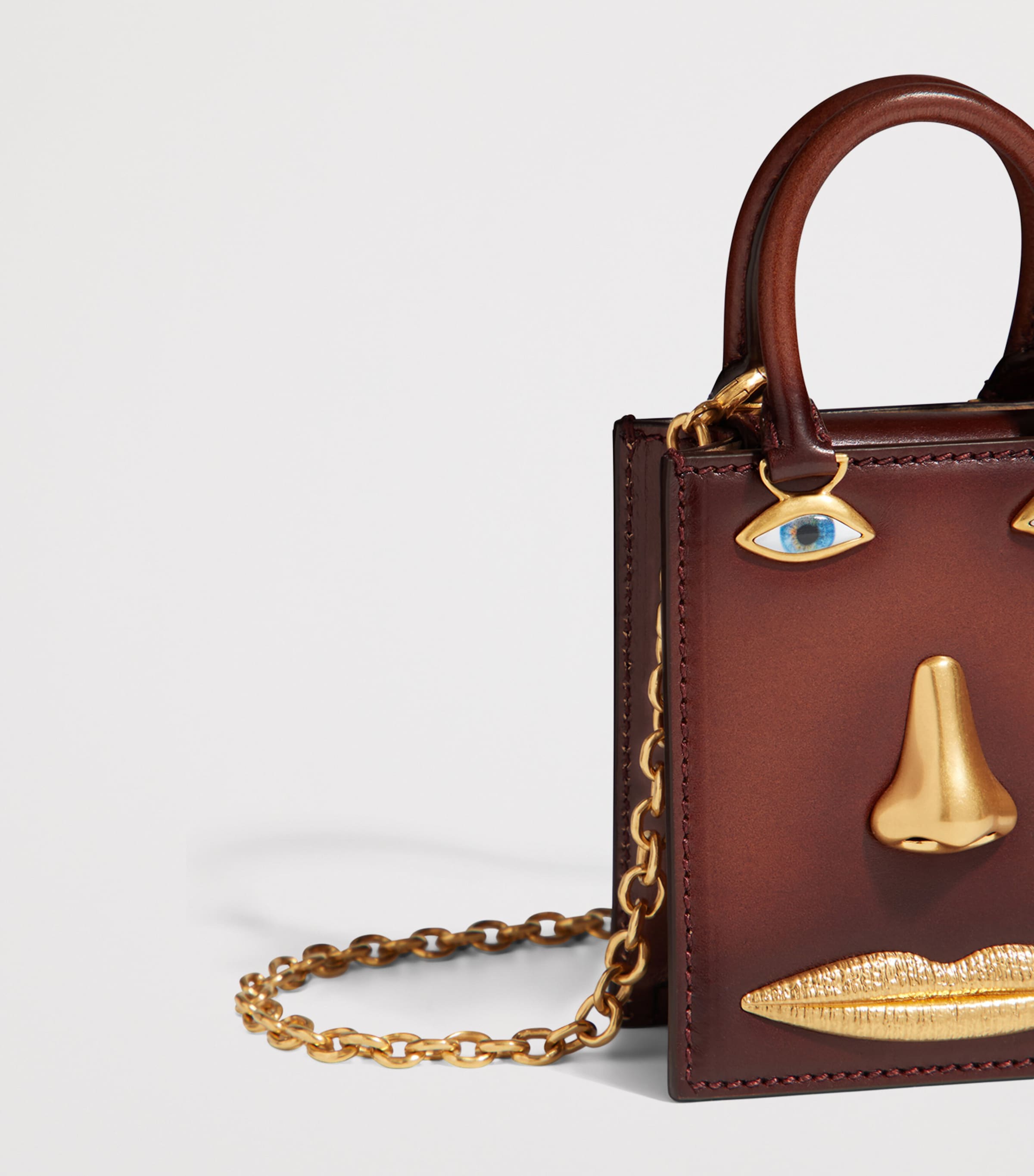 Schiaparelli Micro Leather Face Top-Handle Bag Cognac Image 6