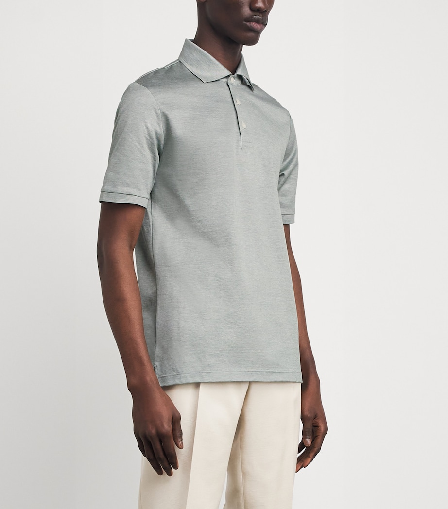 Cotton Filo di Scozia Polo Shirt MID GREEN Image 3