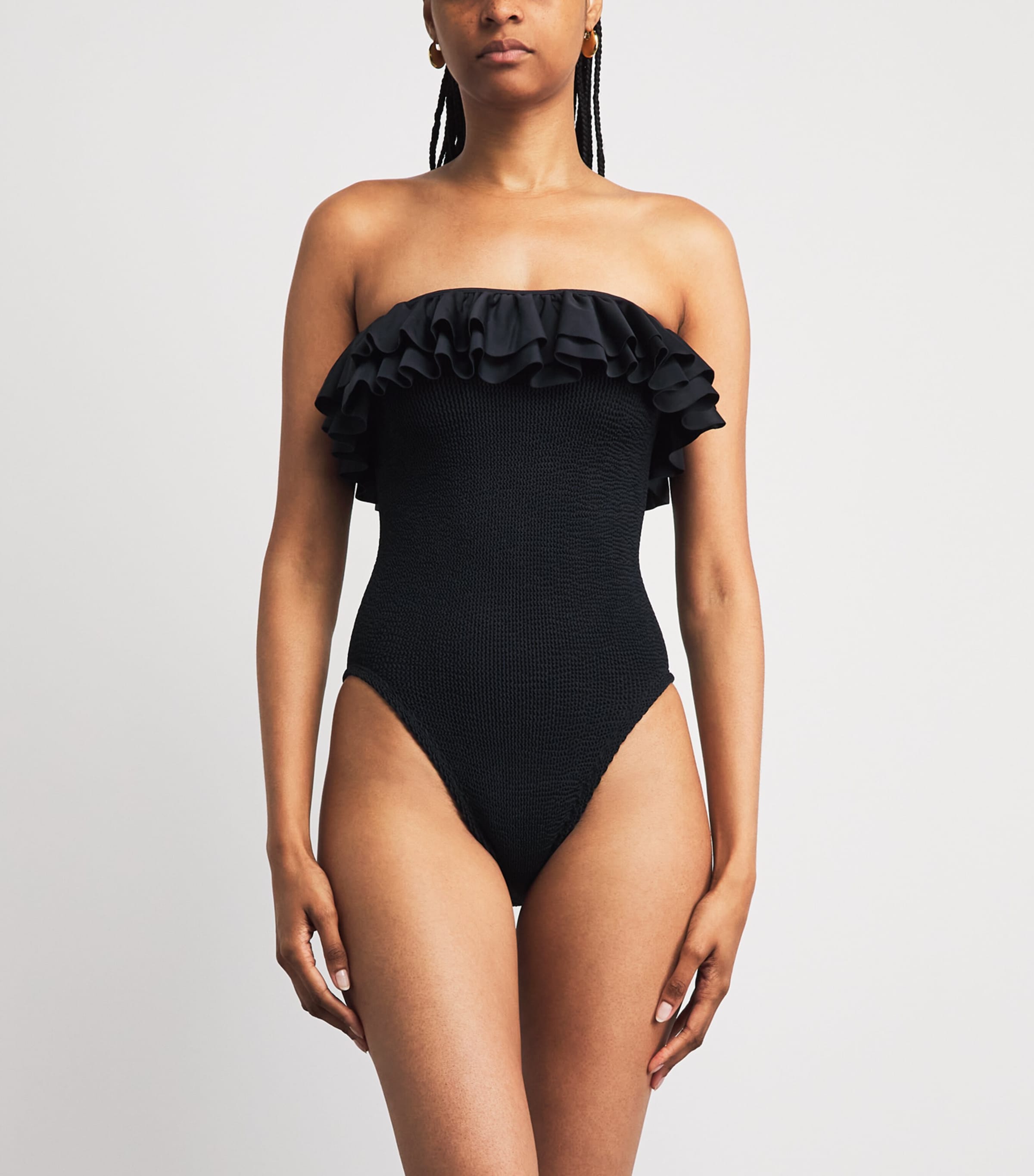 Hunza G Womens Frill Eloise Swimsuit Black Image 2