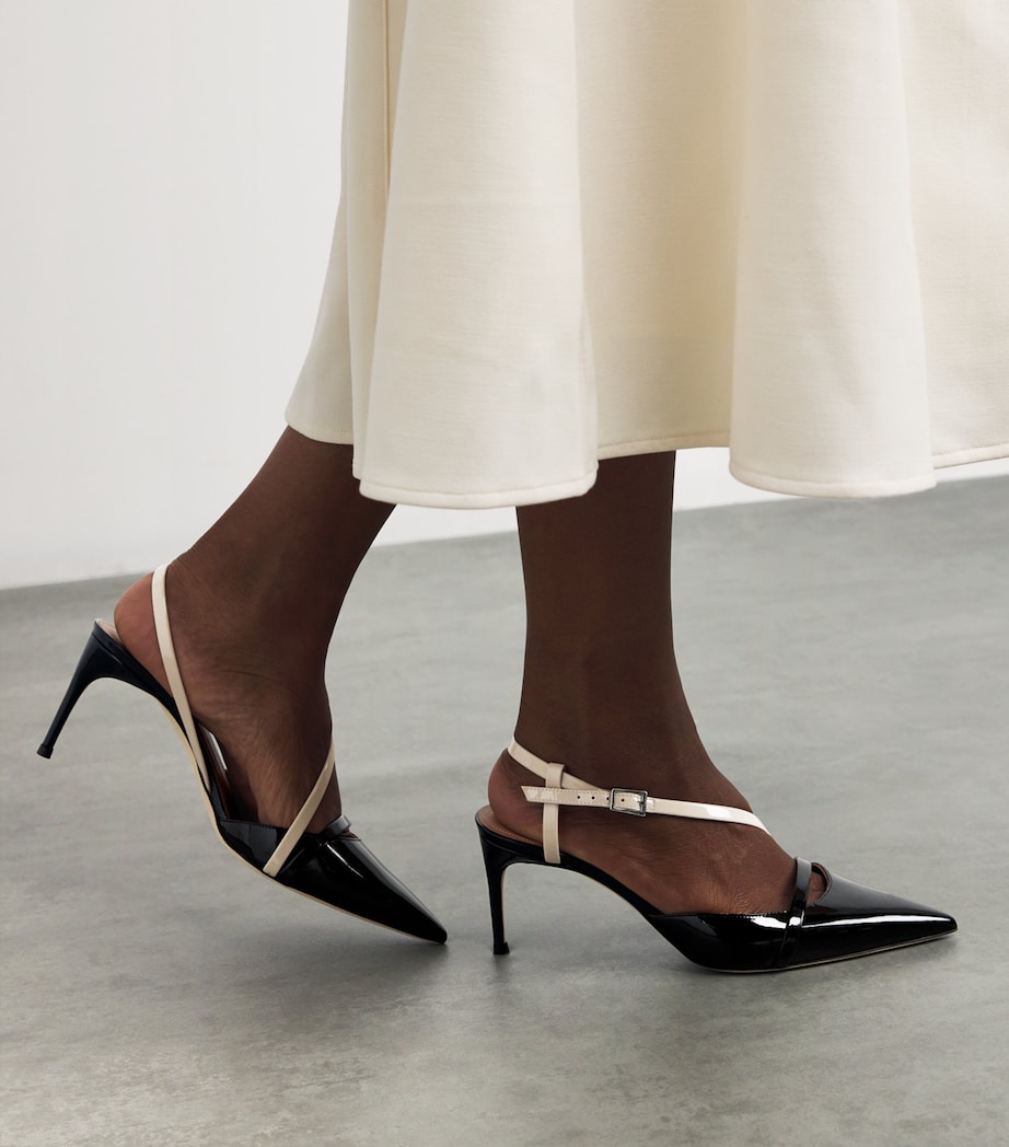 Patent Leather Valeria Slingback Pumps 70 BLACK Image 2