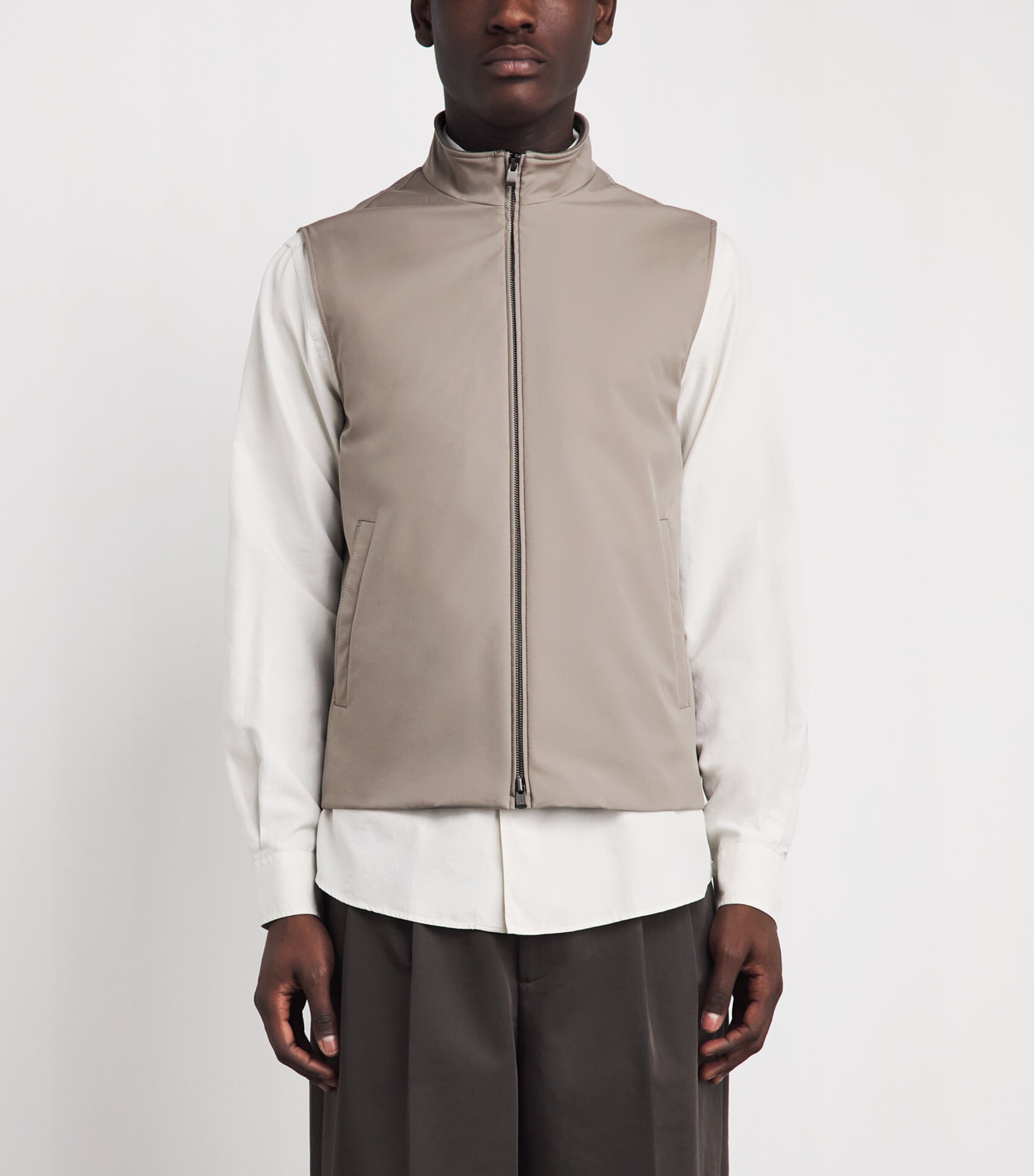 Agnona Mens Technical Fabric Gilet Warm Grey Grey Image 4