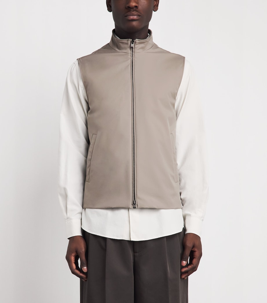 Agnona Mens Technical Fabric Gilet Warm Grey Grey Image 4