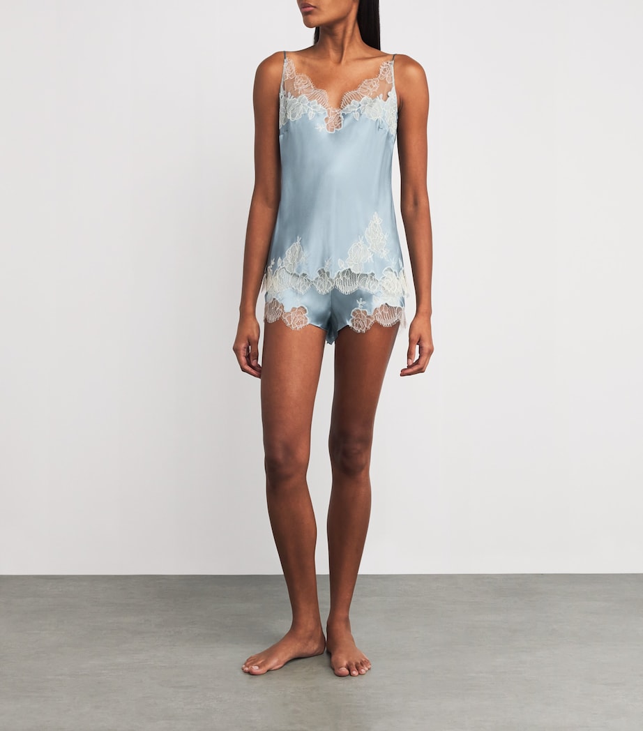 Silk Lace-Trim Shorts BLEU GIVRE/NACR Image 2