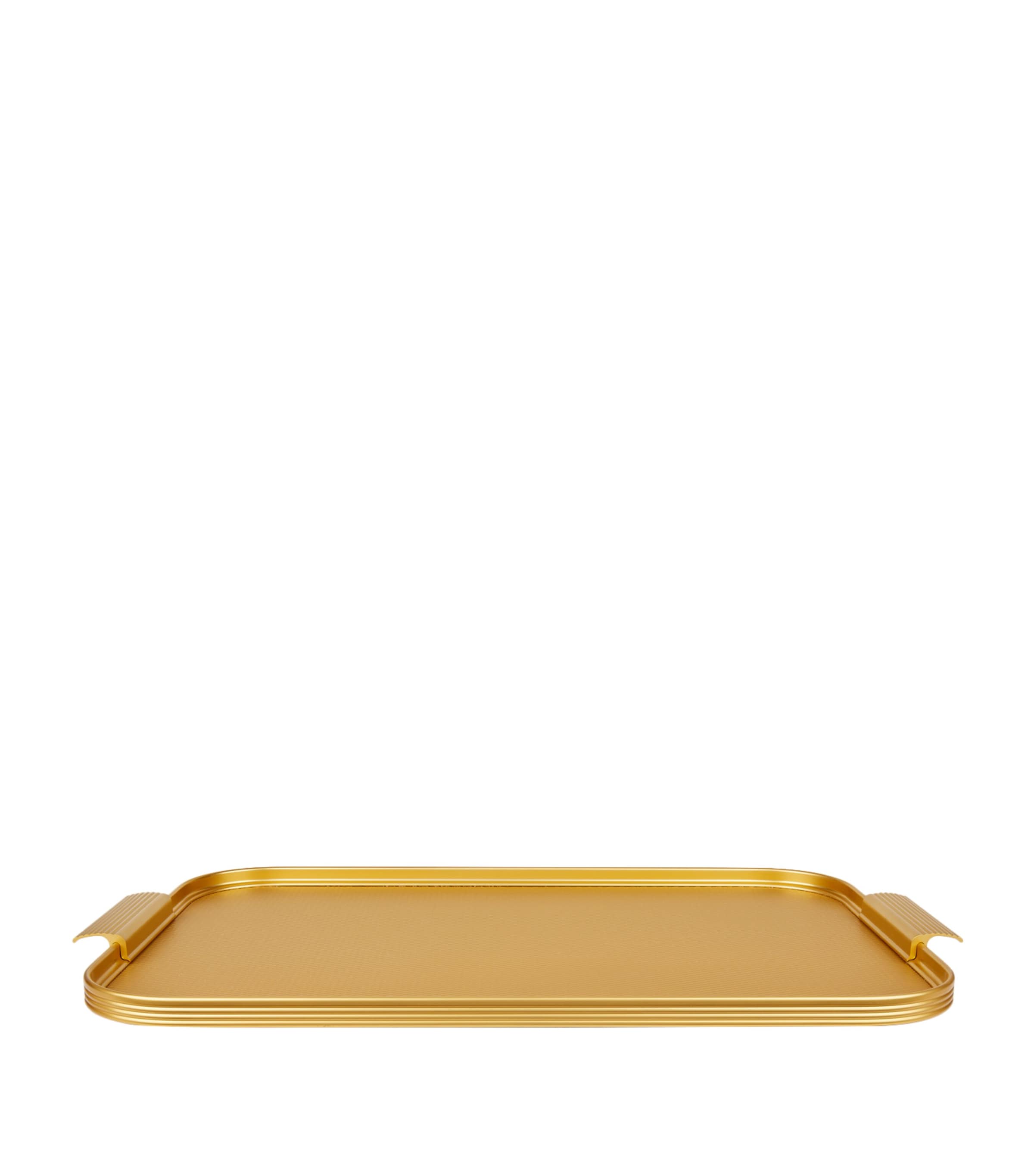 Kaymet Ribbed Serving Tray In Gold